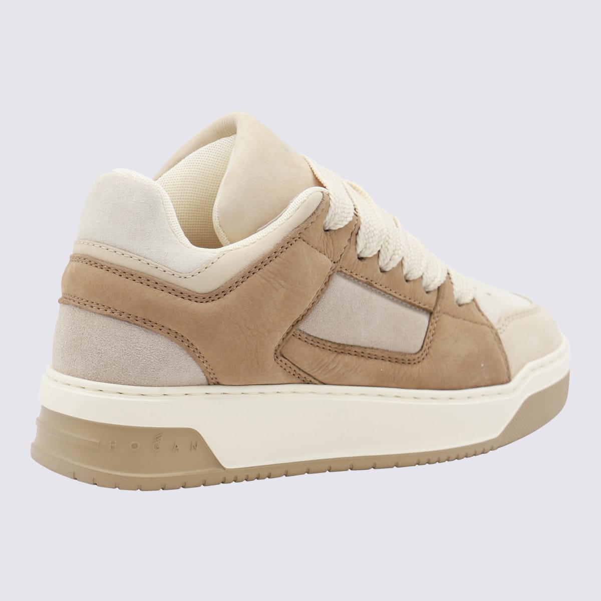 Shop Hogan Beige Sneakers In Brown