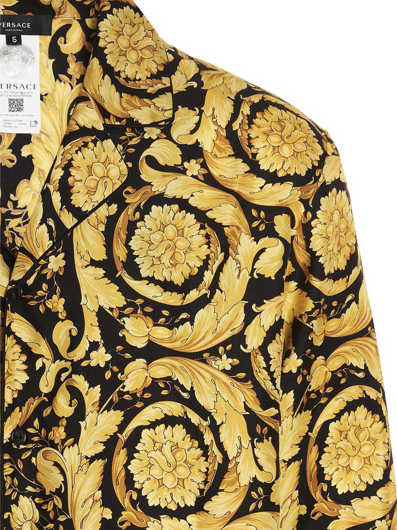 Versace Baroque Pajama Shirt In Multicolor
