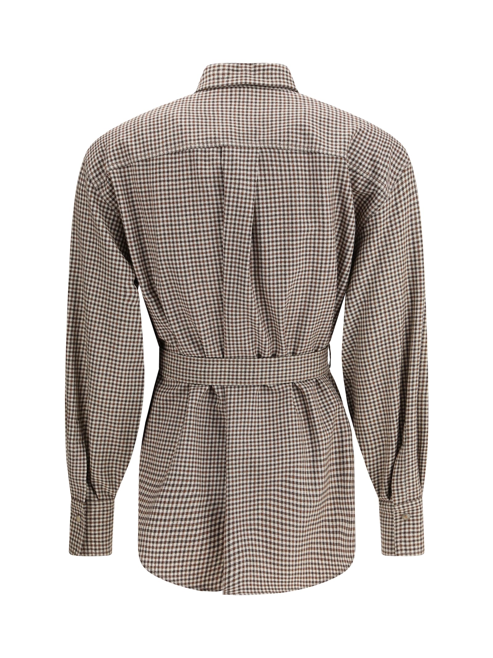 Brunello Cucinelli Checked Virgin Wool Shirt In Gray