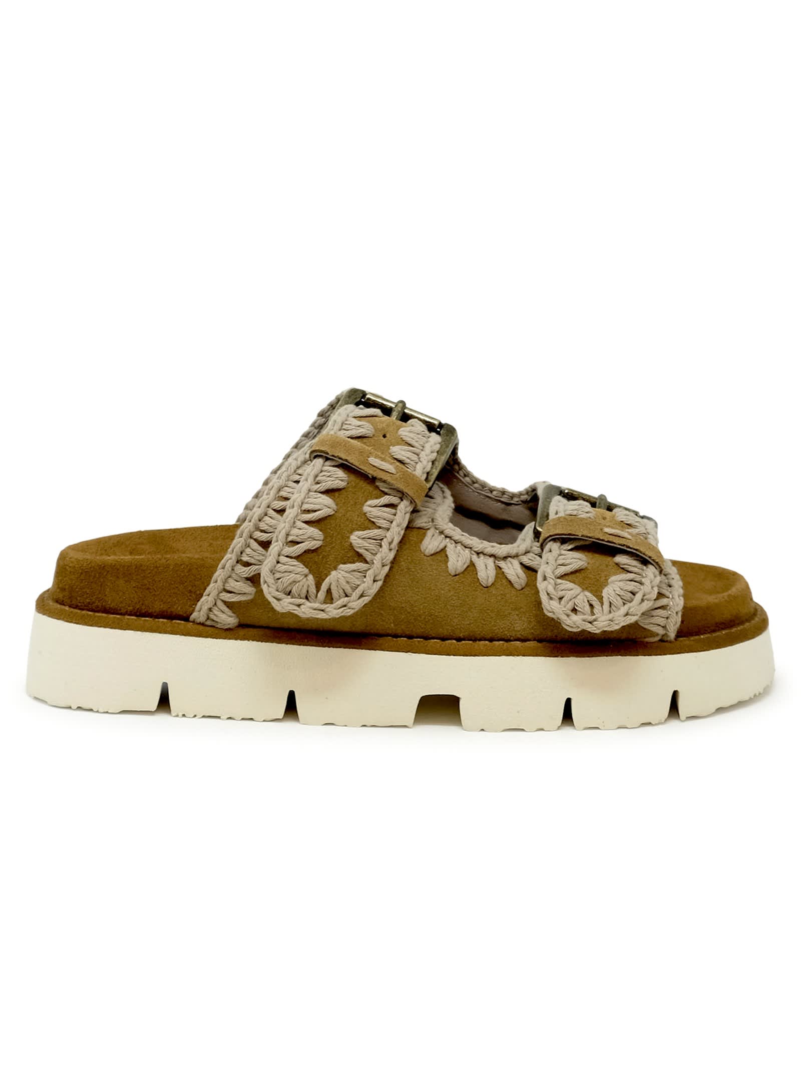 MOU MOU SUEDE BIO TWO BUCKLE SANDALS