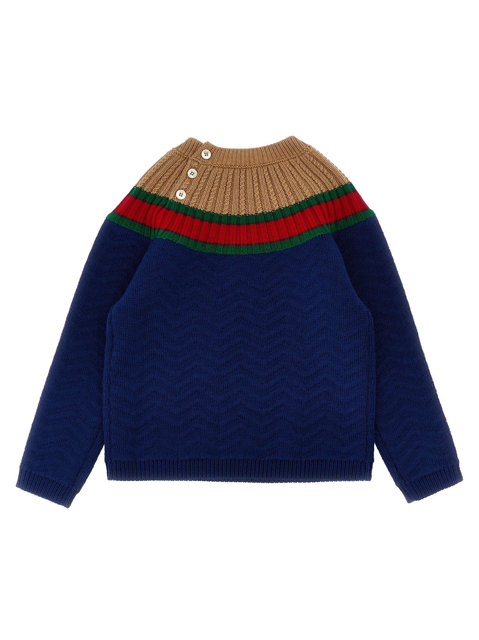 Gucci Wool Sweater With Web Detail In Multicolor