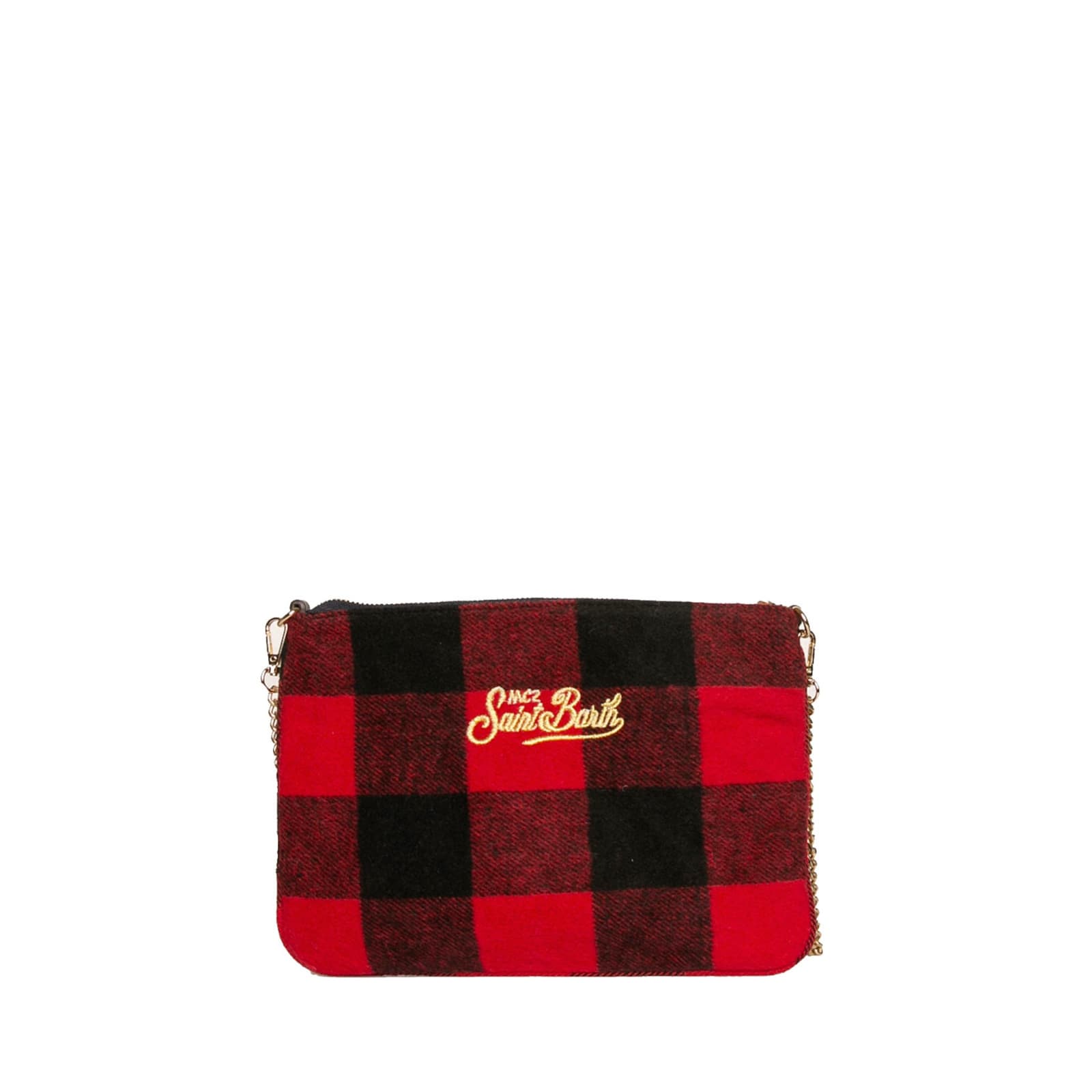 Shop Mc2 Saint Barth Parisienne Check Wooly Cross-body Pouch Bag In Red