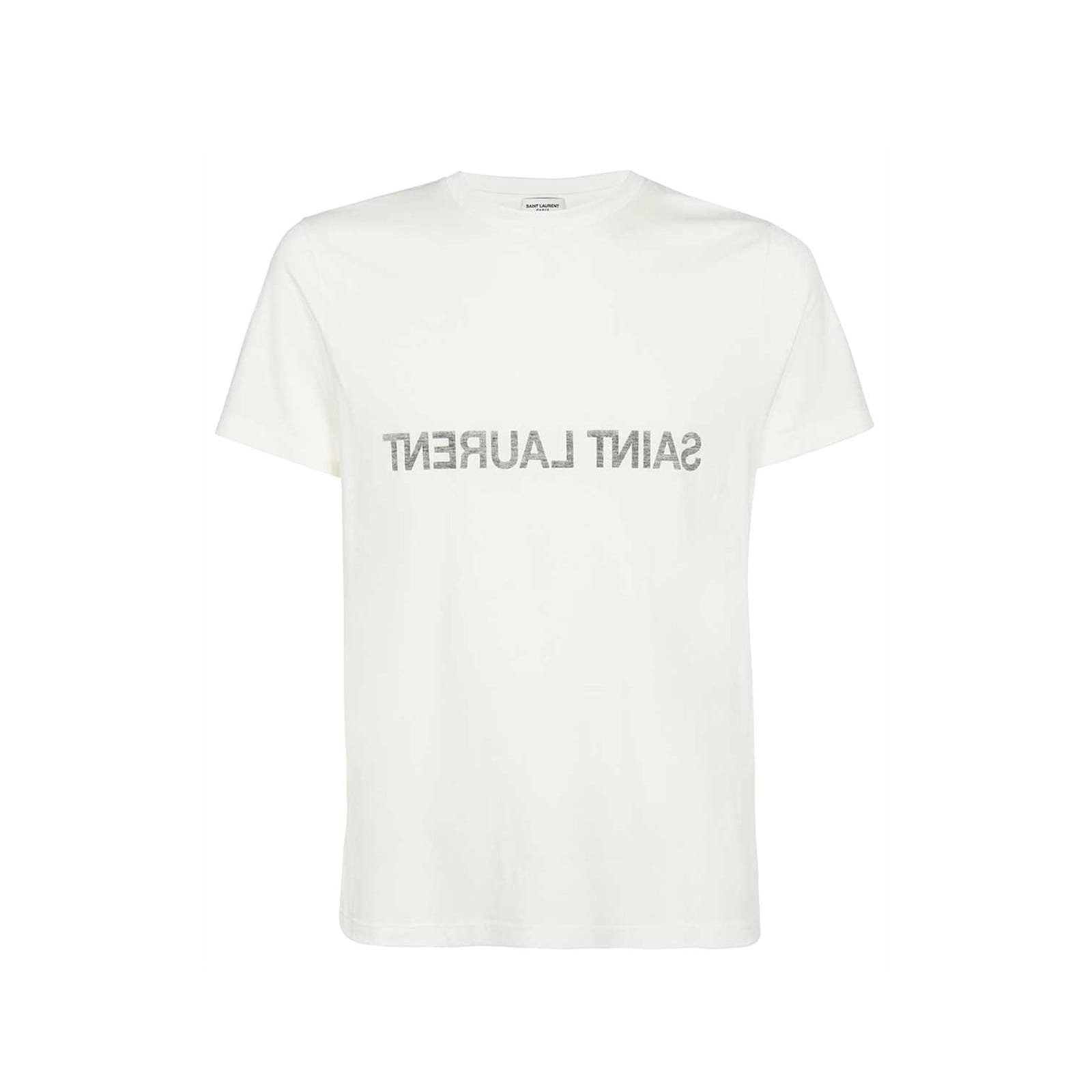 Shop Saint Laurent Cotton Logo T-shirt In White