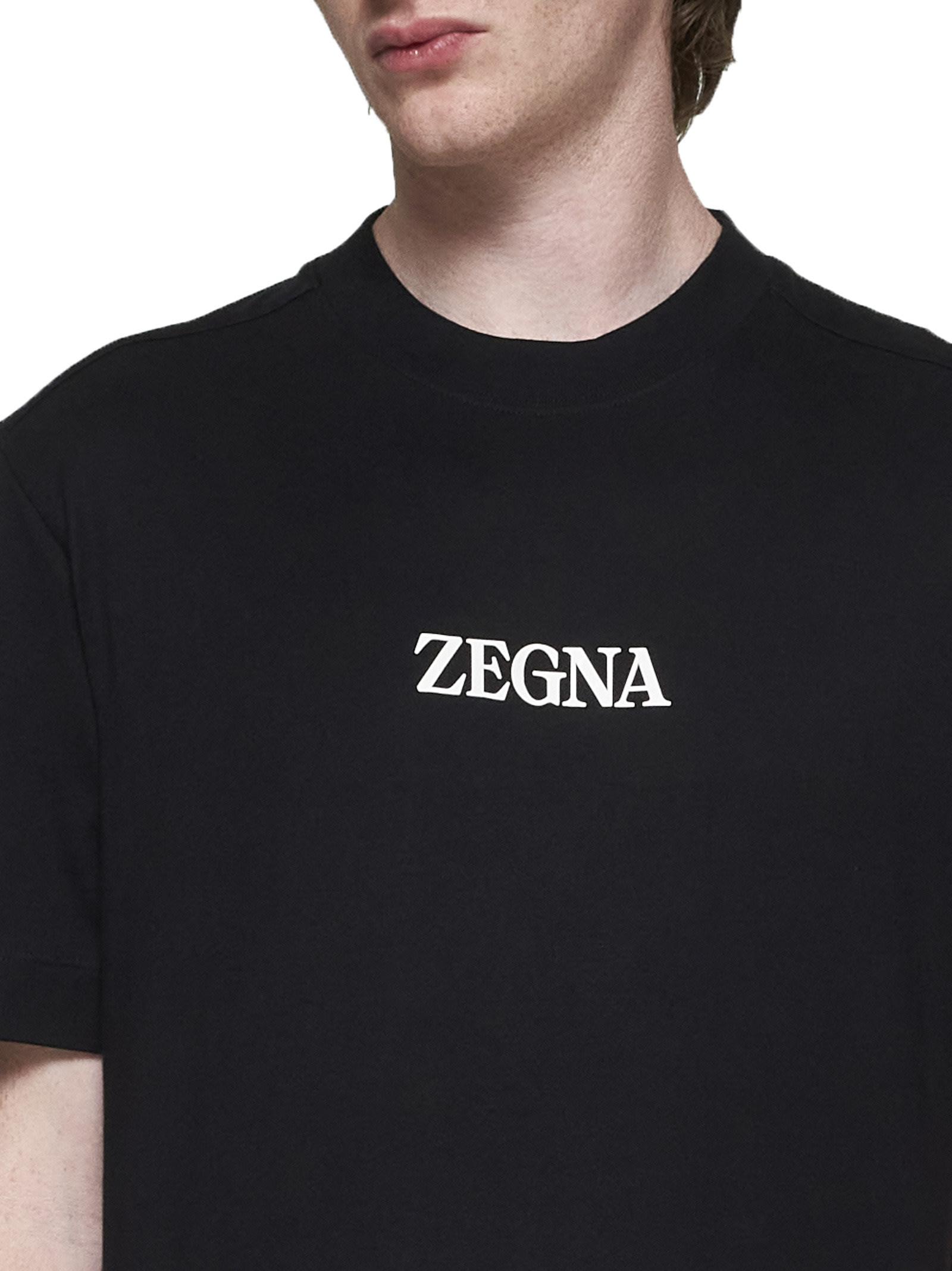 Shop Zegna T-shirt In Nero Fantasia