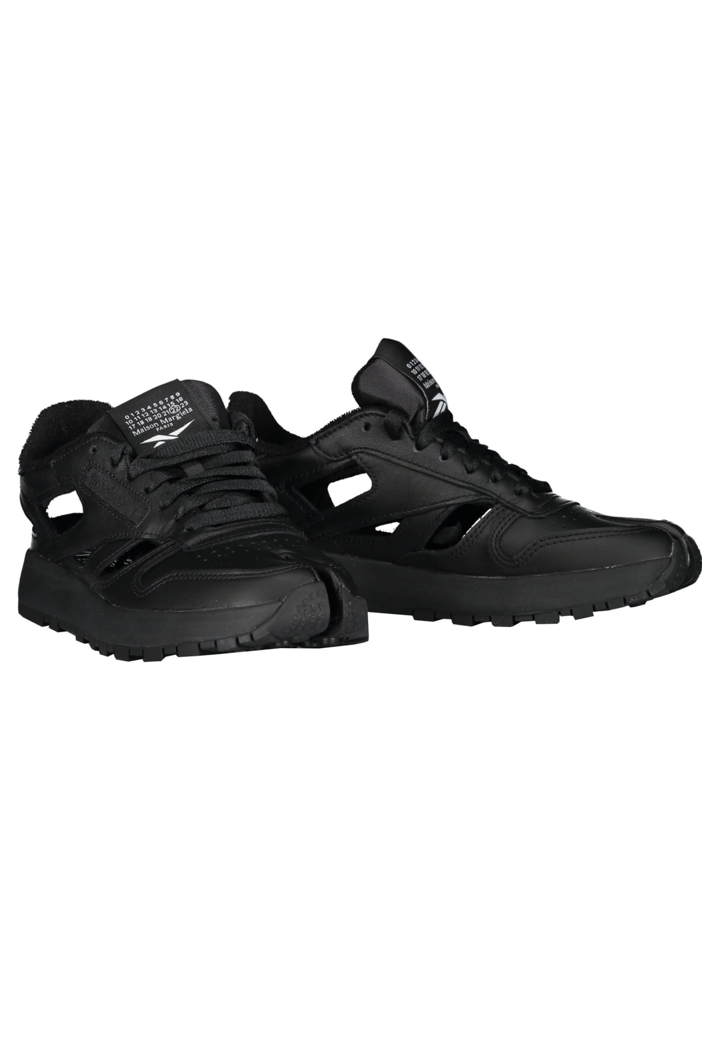 Shop Maison Margiela Leather Low-top Sneakers In Black
