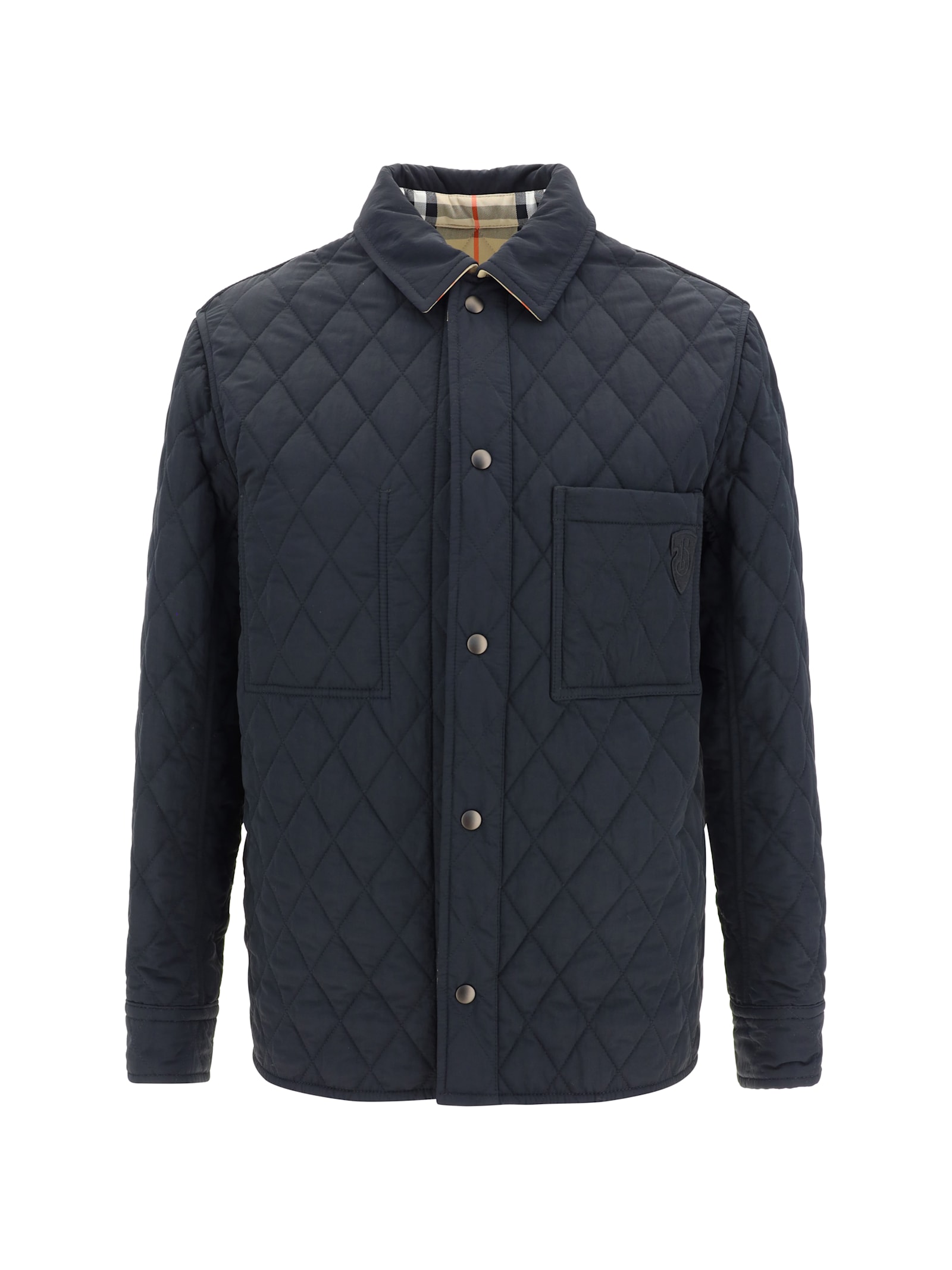 Shop Burberry Quilts Reversible Jacket In Black/sand Ip Check