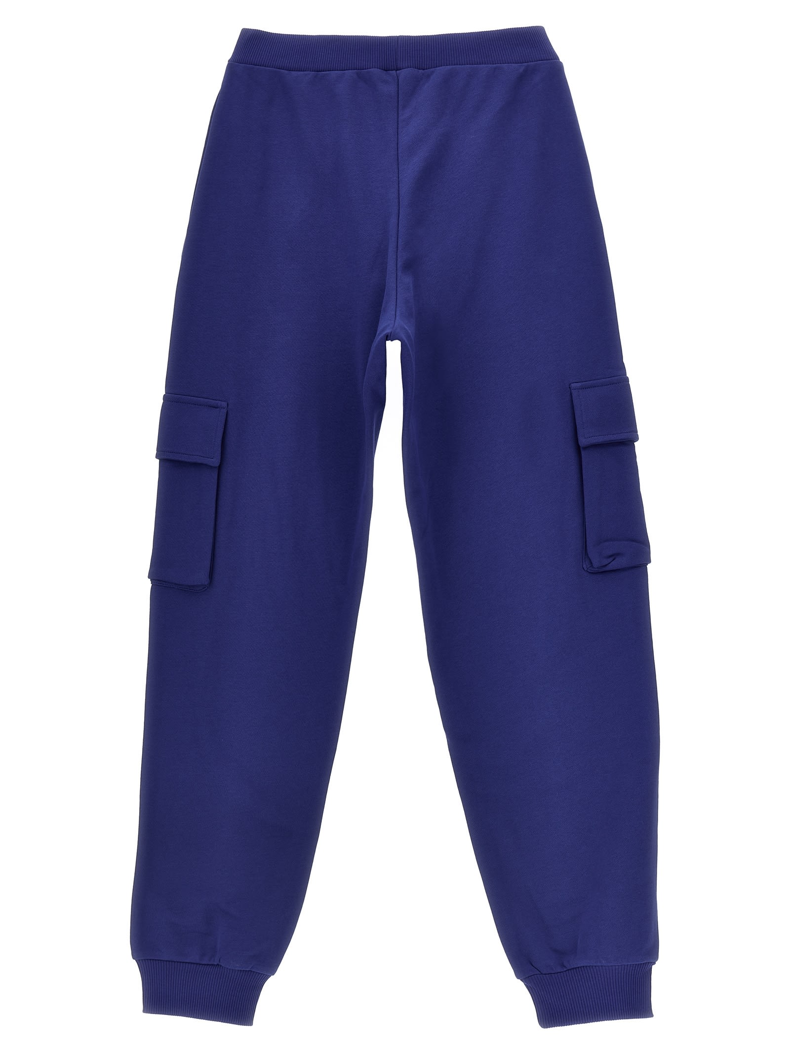 Shop Balmain Flocked Logo Joggers In Blue