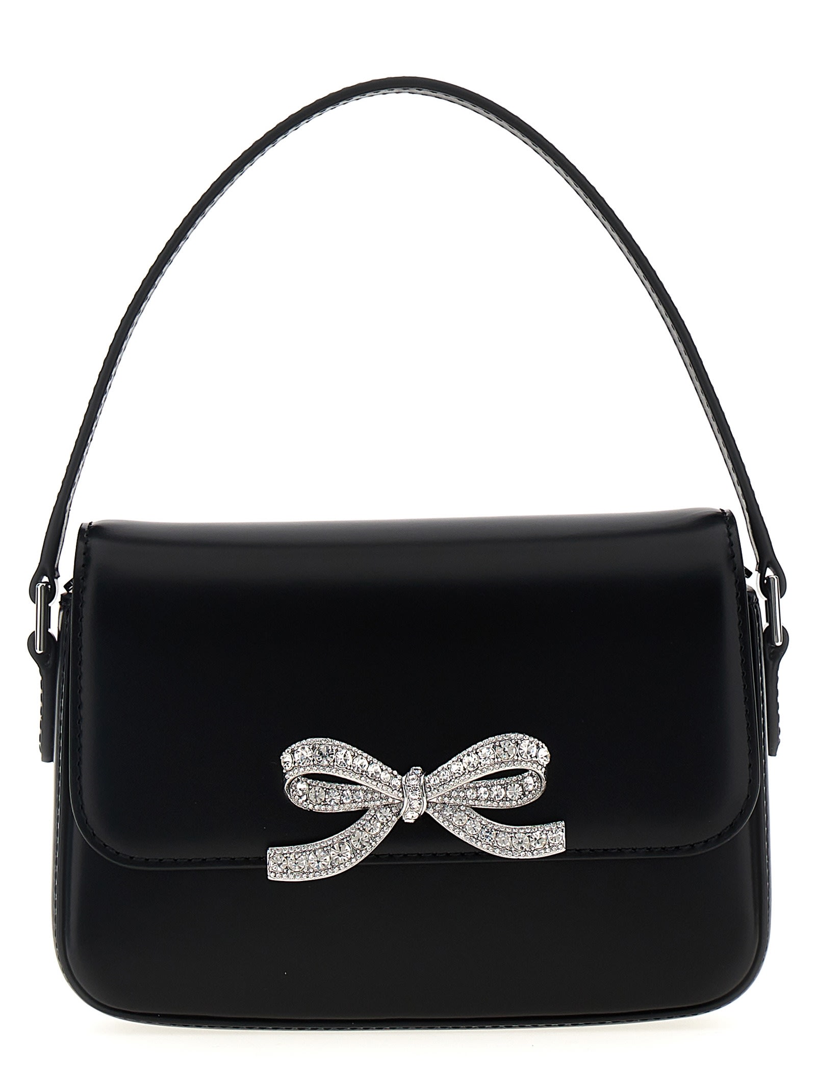 Shop Self-portrait Black Leather Micro Handbag