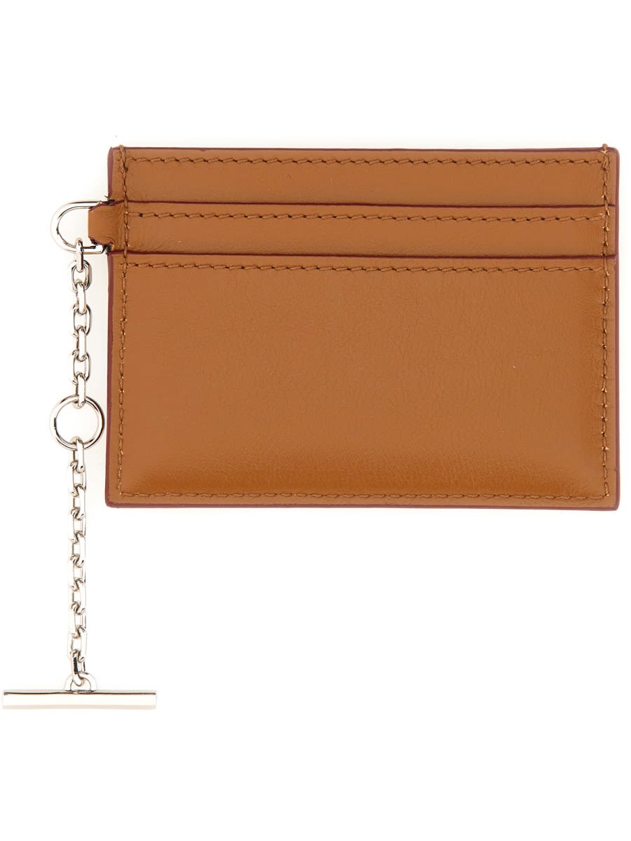 Shop Alexander Mcqueen Sling Card Holder In Buff