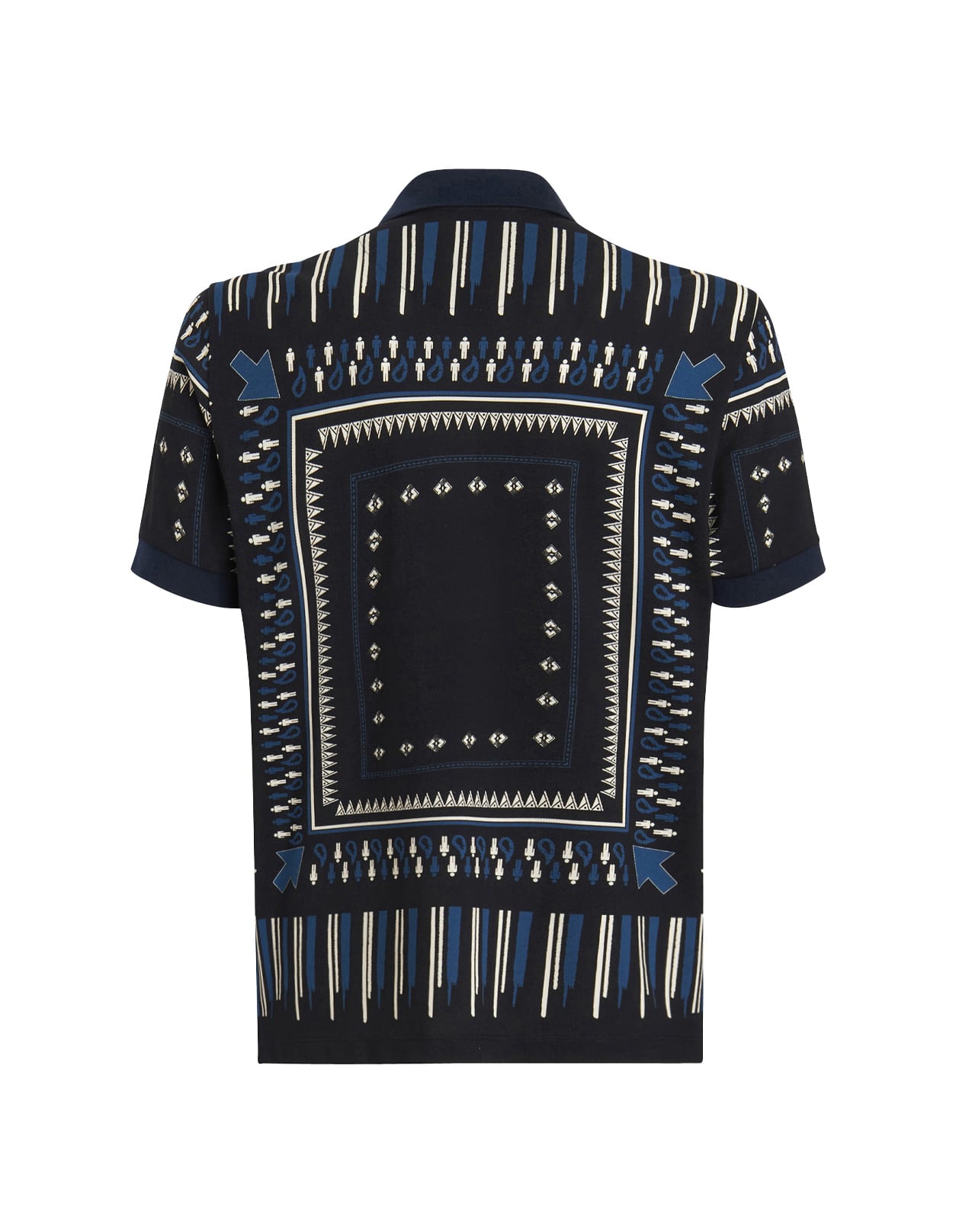 Shop Etro Navy Blue Polo Shirt With Geometric Print