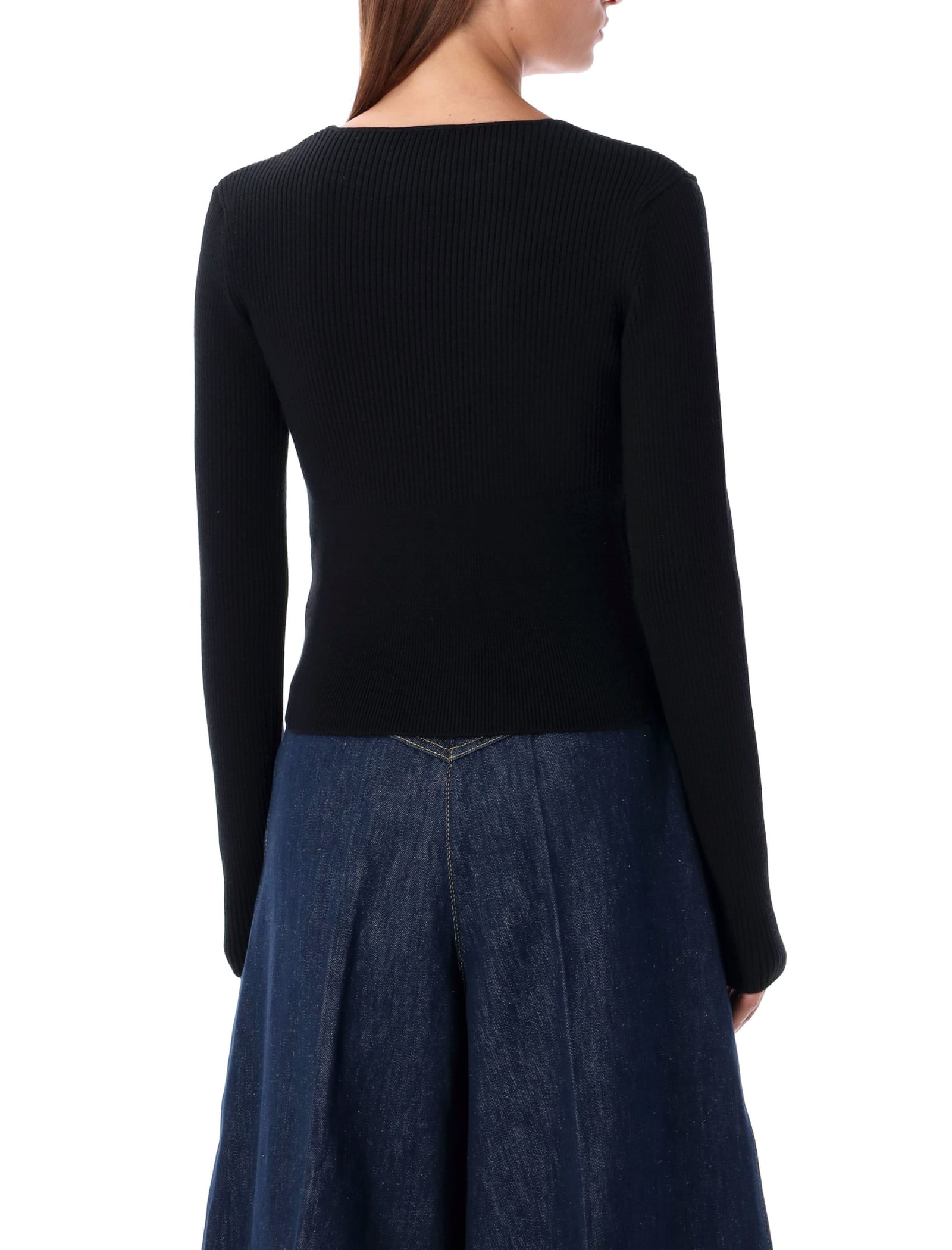 Shop Patou V-neck Knit Patch Logo In Black