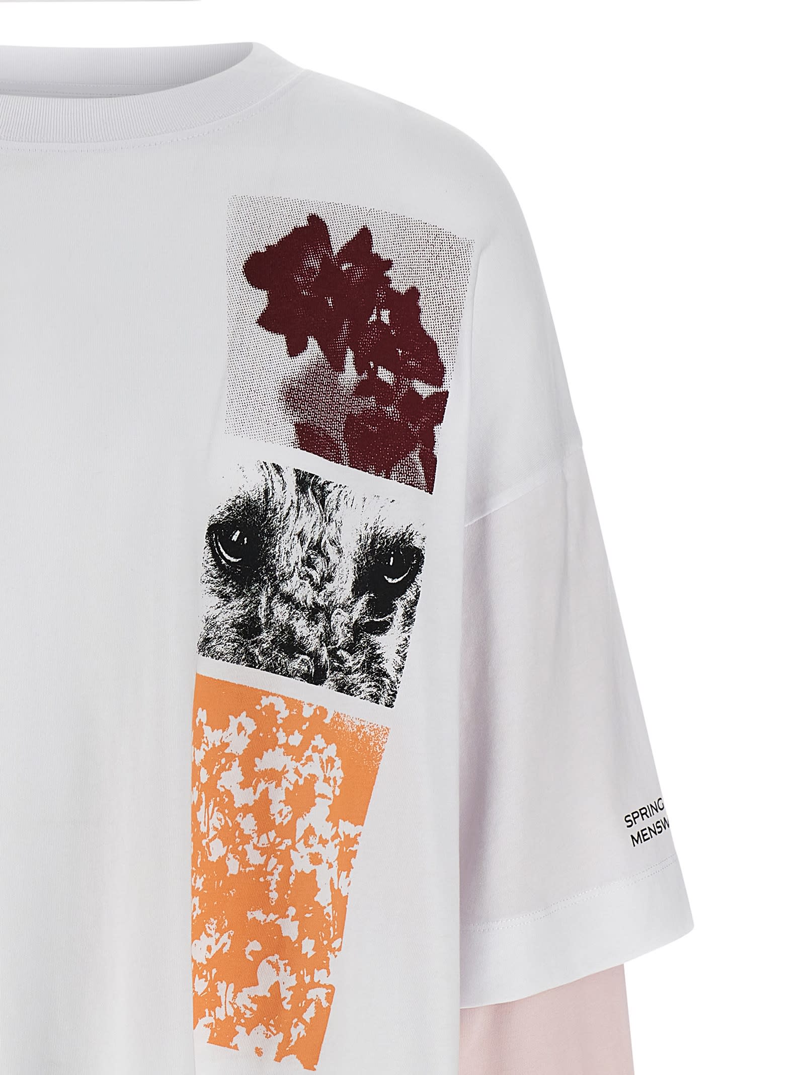 Dries Van Noten Hemmings Printed Double-sleeved T-shirt In Multicolor