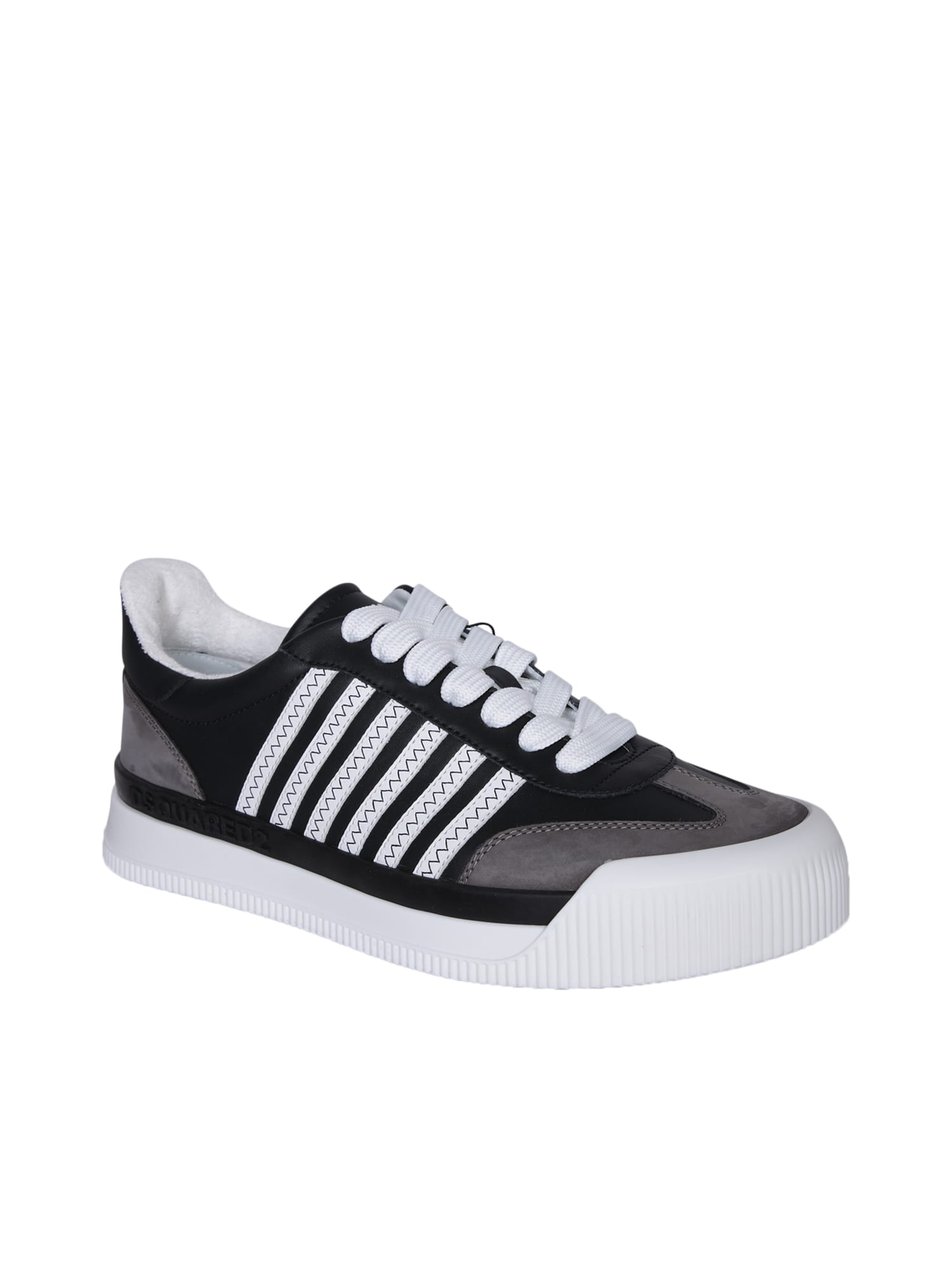 Shop Dsquared2 New Jersey Black/white Sneakers