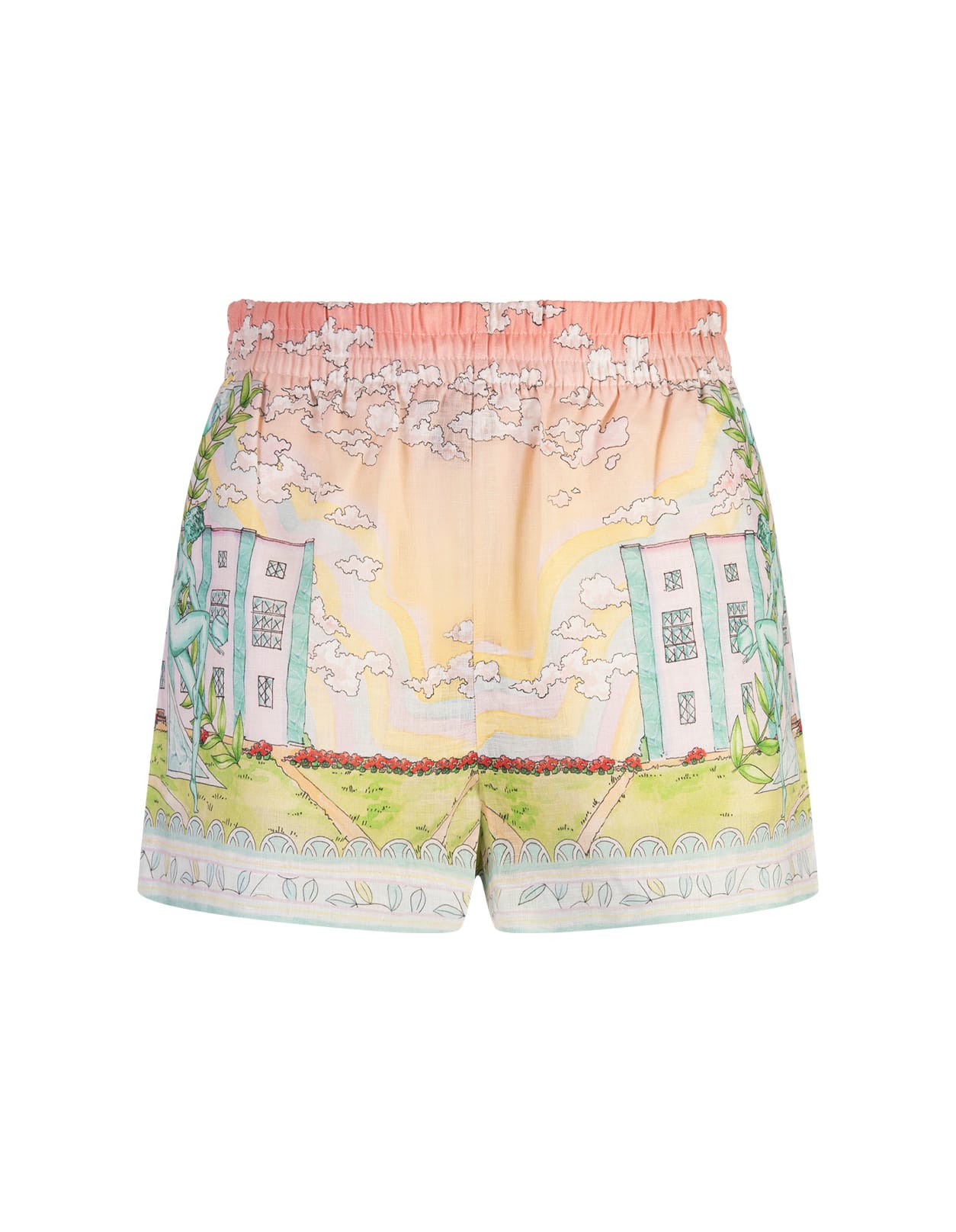 Shop Casablanca Vase Linen Shorts In Multicolour