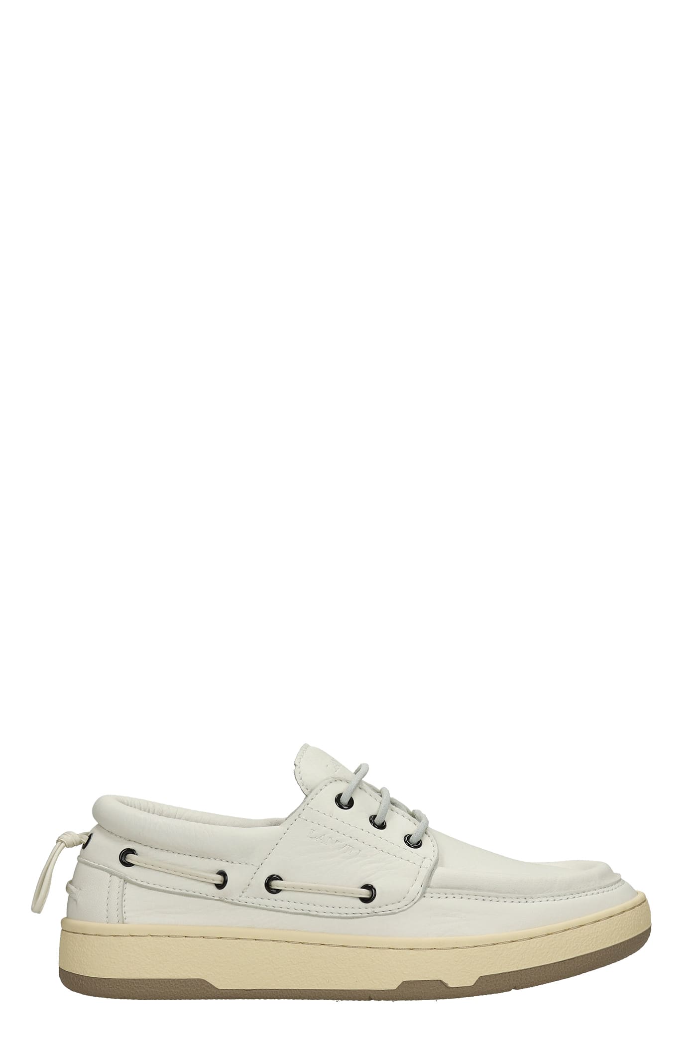 Lanvin Clay Boat Sneakers In White Leather
