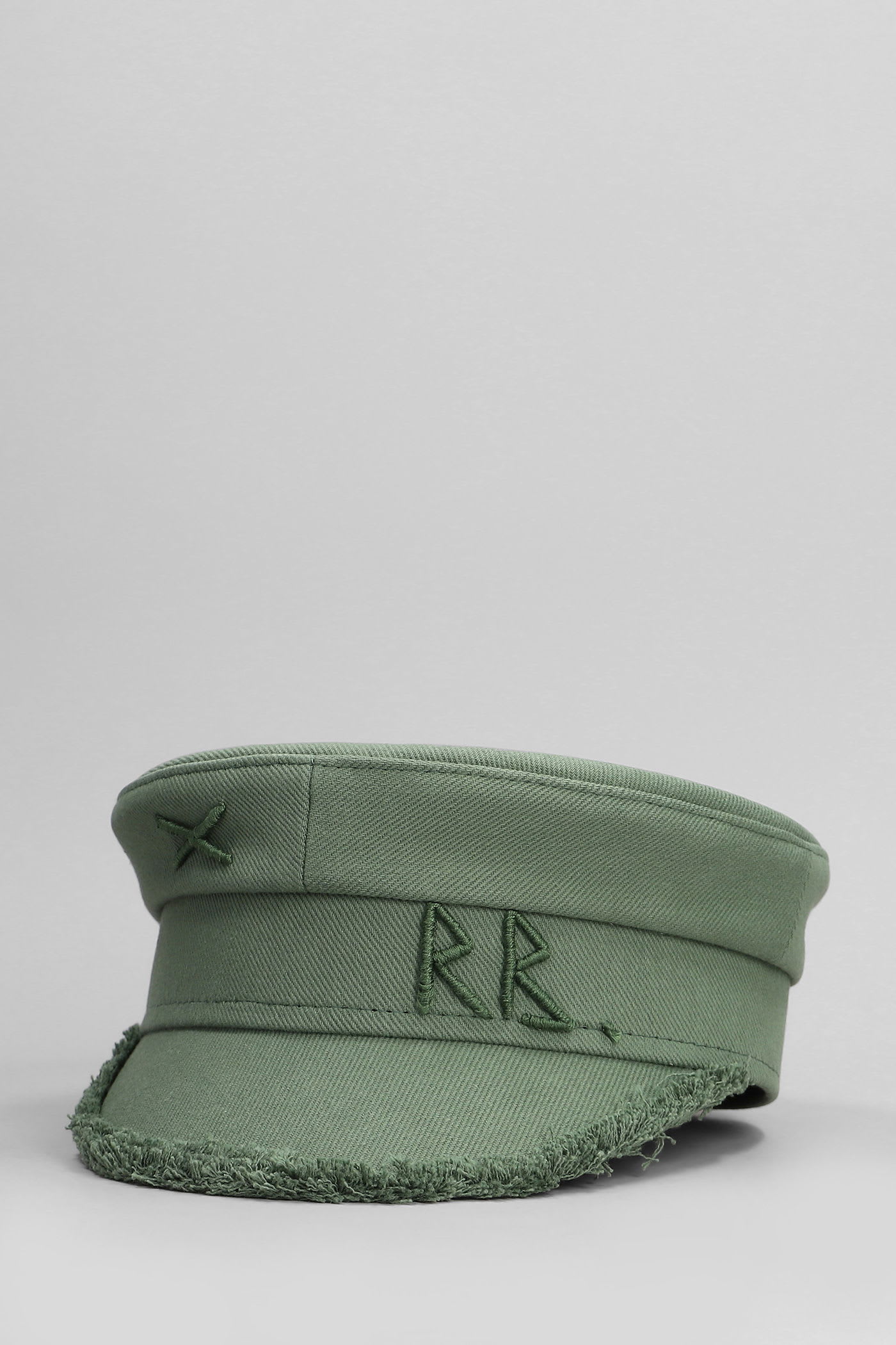 Ruslan Baginskiy Embroidered Baker Boy Hat With Frayed Edge In Green