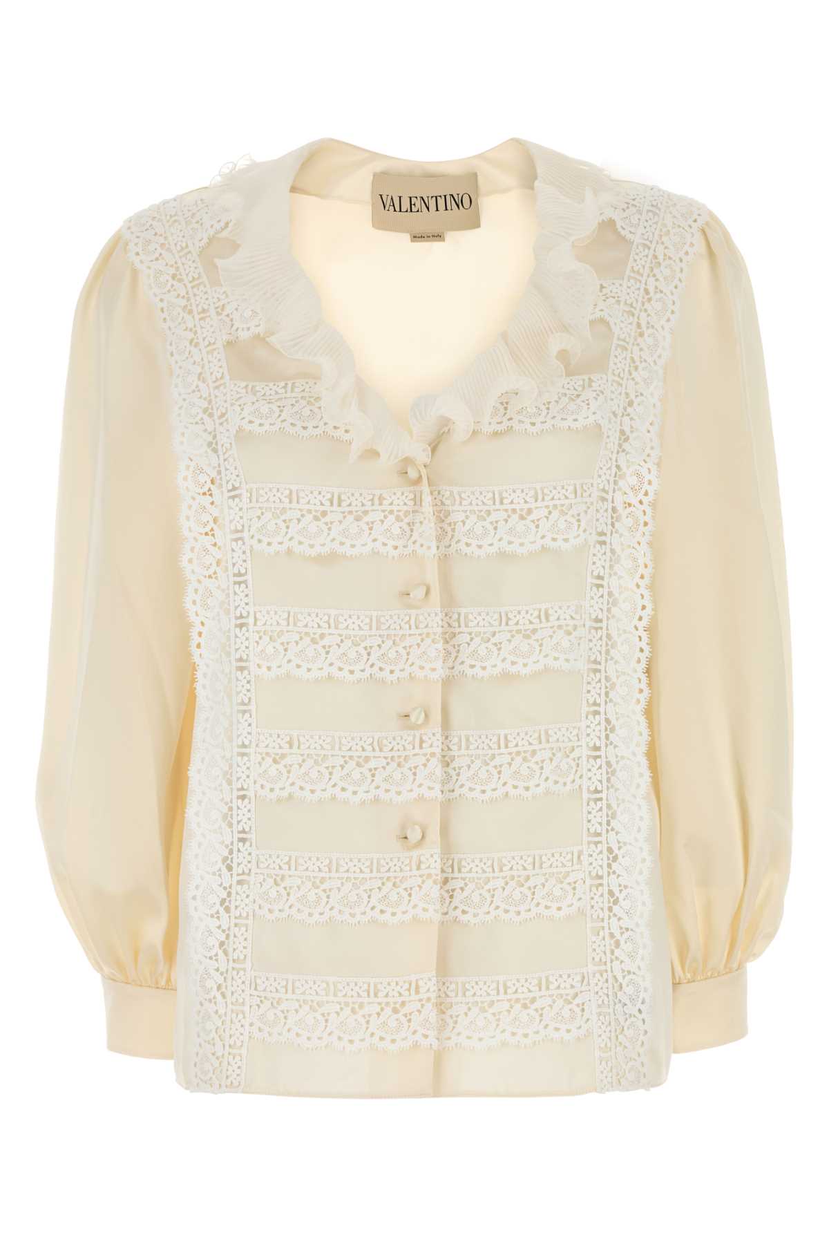 Valentino Cream Silk Shirt In White