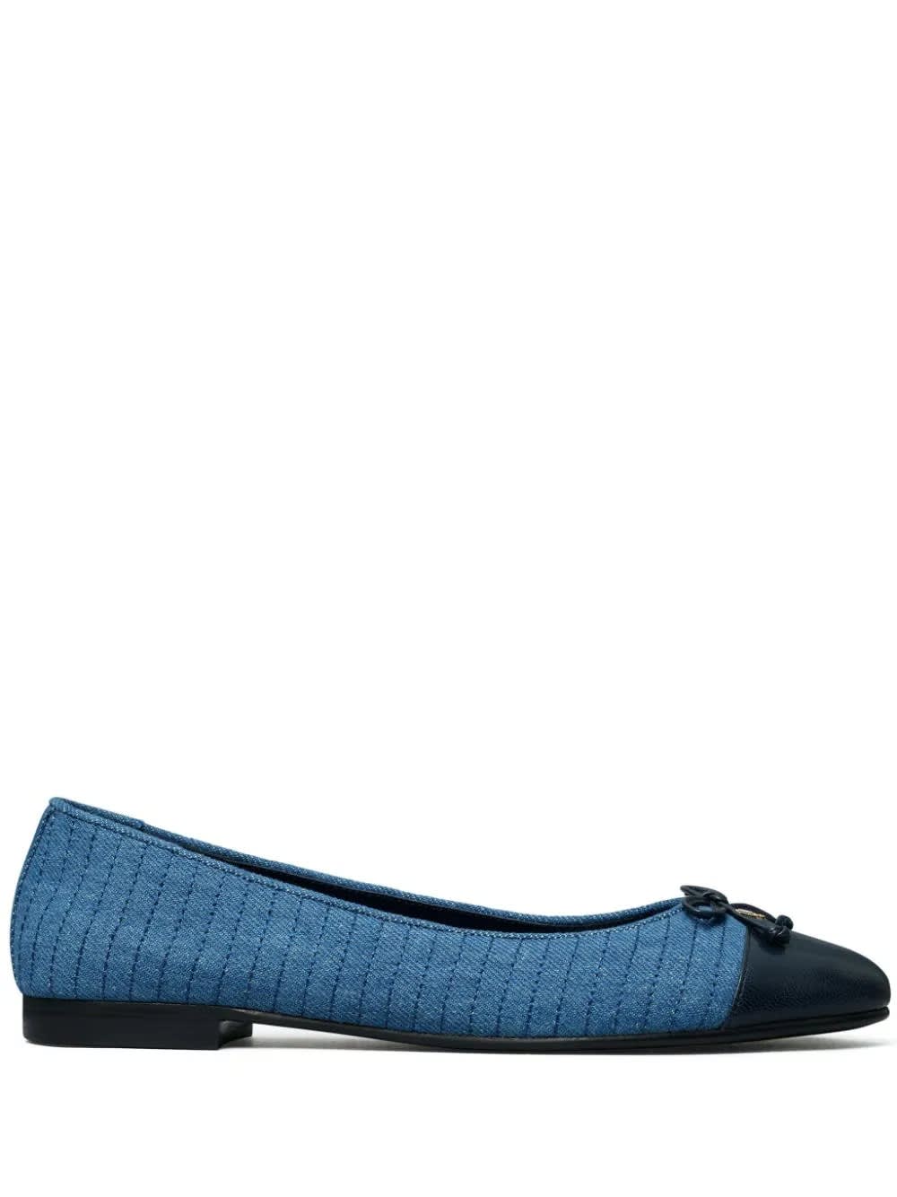 Shop Tory Burch Cap-toe Quilted Ballet Denim