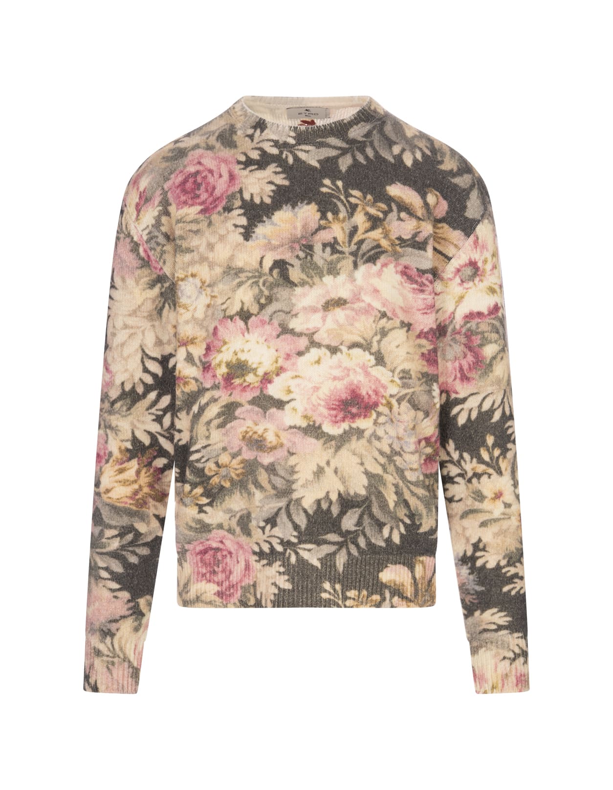ETRO GREEN FOLIAGE FLORAL SWEATER