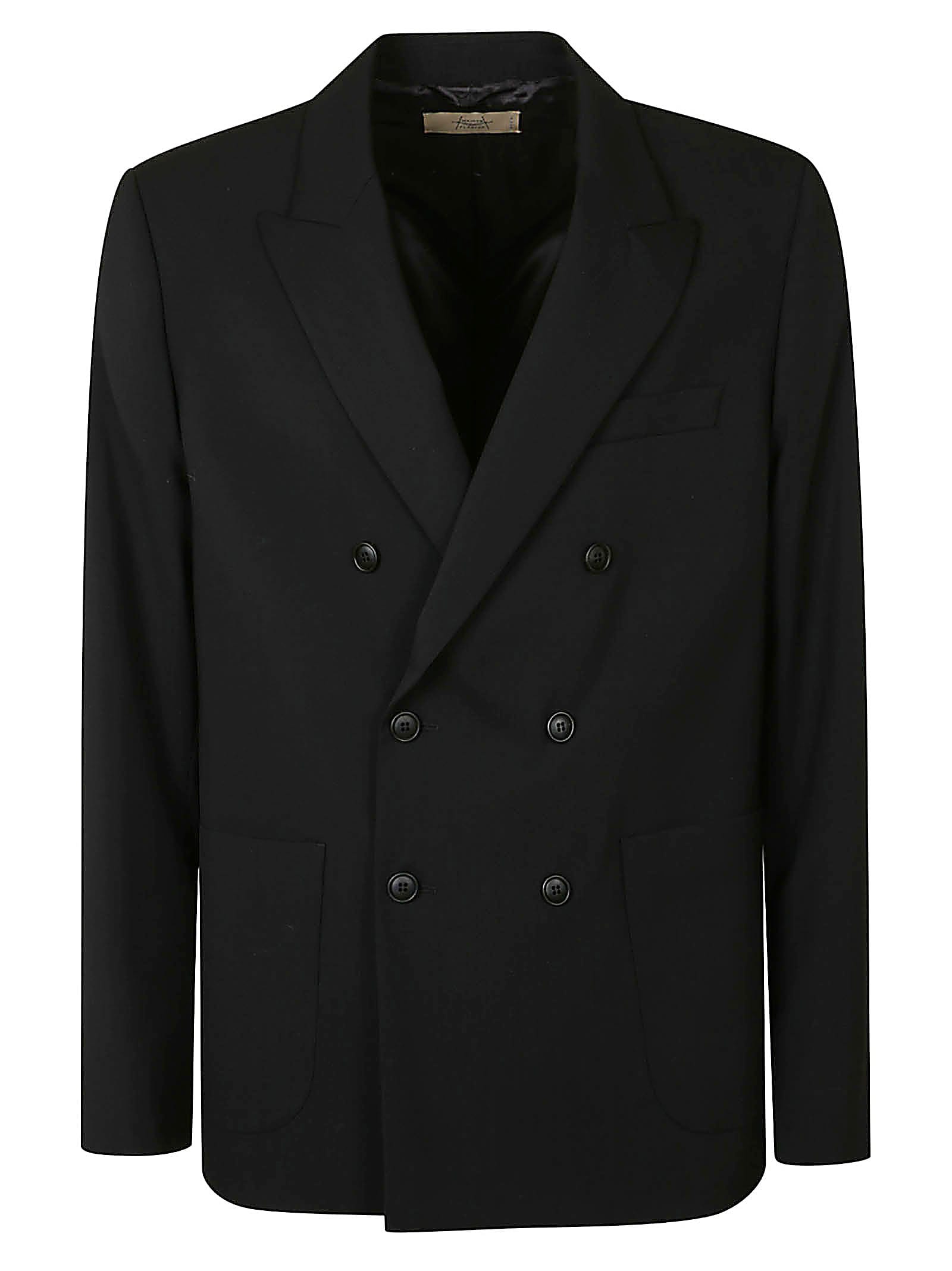 Shop Maison Flaneur Patched Pocket Double-breasted Formal Dinner Jacket In Black