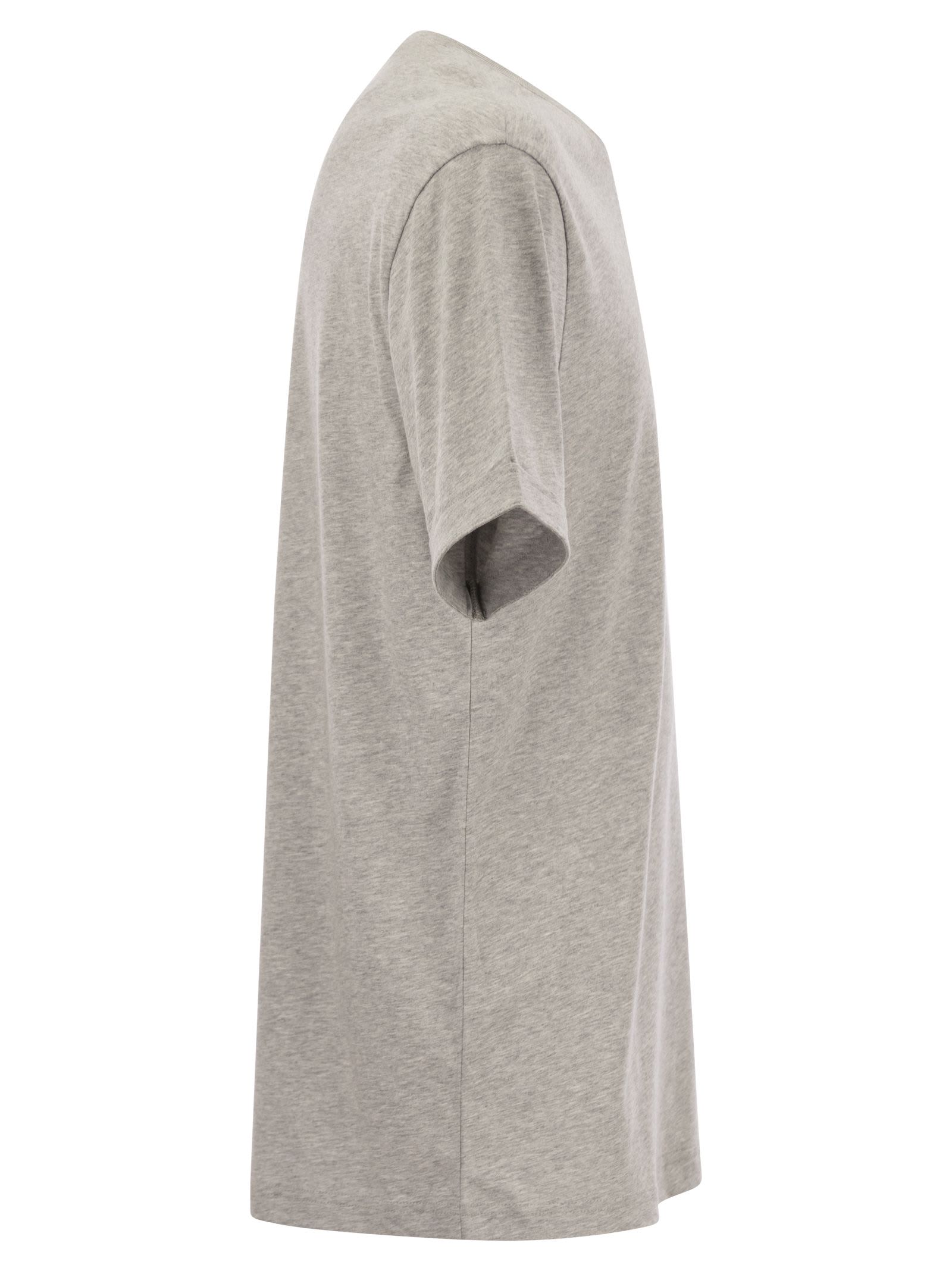 Fay Cotton T-shirt With Contrasting Color Collar In Grey