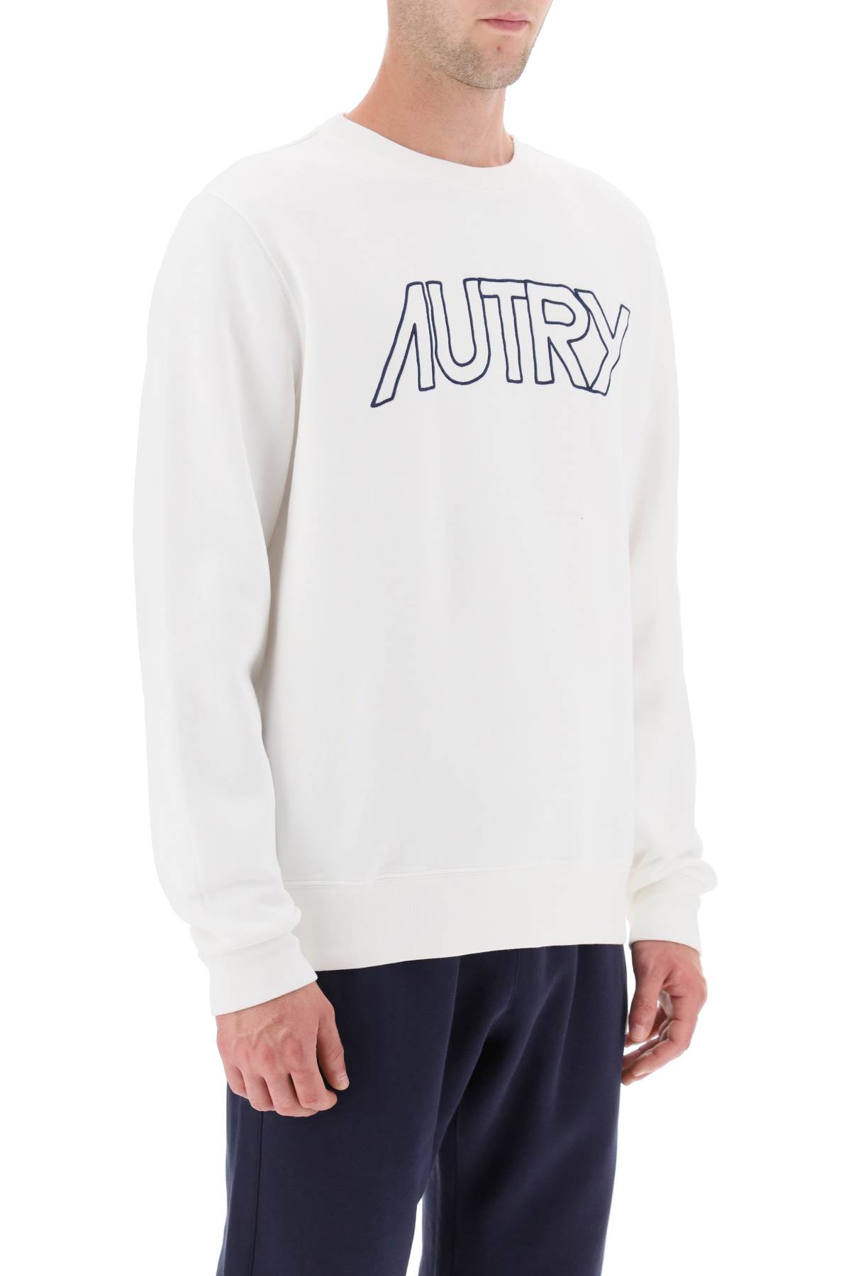 Shop Autry Crew-neck Sweatshirt With Logo Embroidery In White