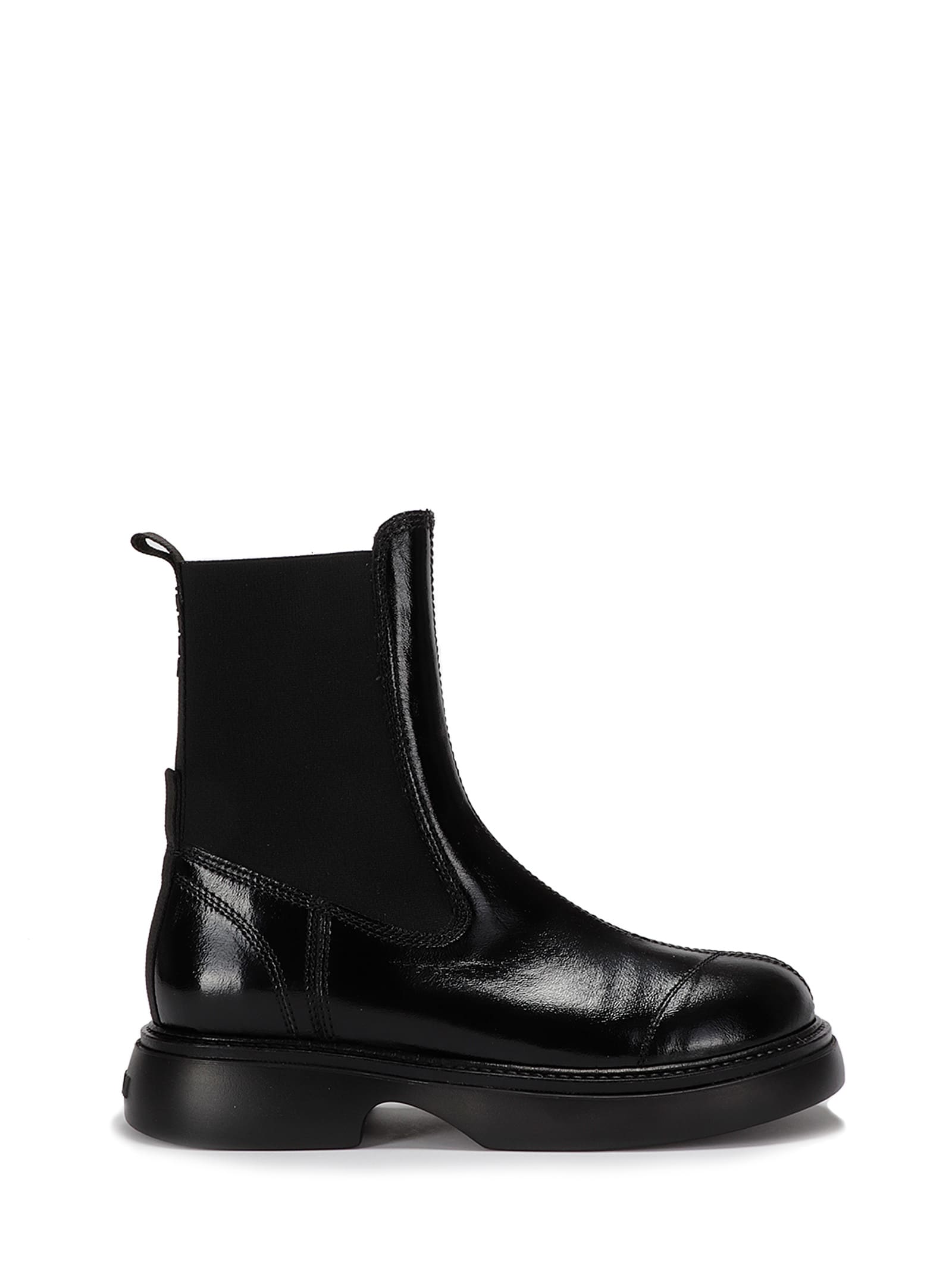 Shop Ganni Everyday Mid Chelsea Boots Tonal Naplack In Black/black