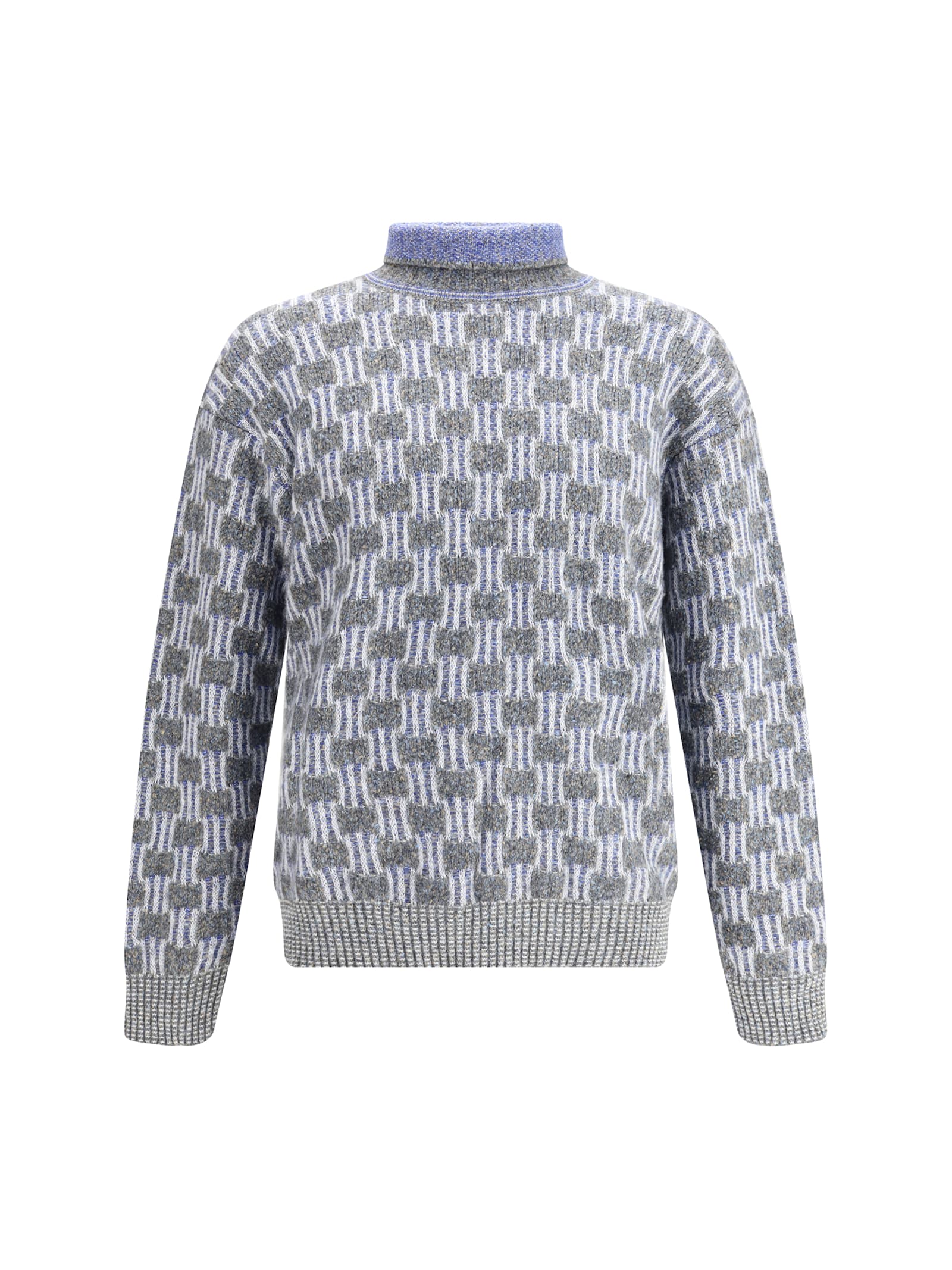 Giorgio Armani Men Graphic Pattern Turtleneck Sweater In Gray