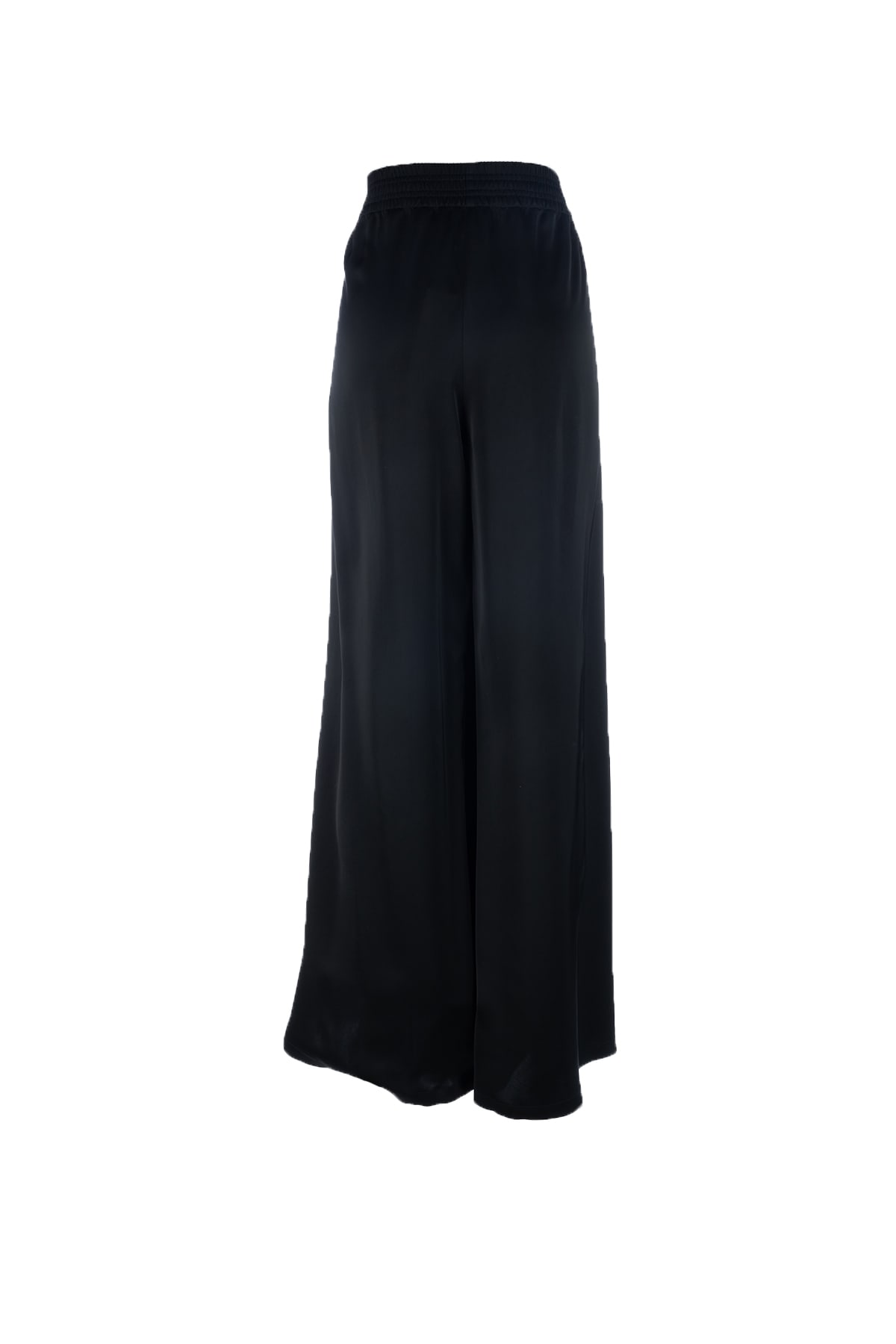 Fabiana Filippi Viscose Satin Wide Leg Trousers With Elastic Waistband In Nero