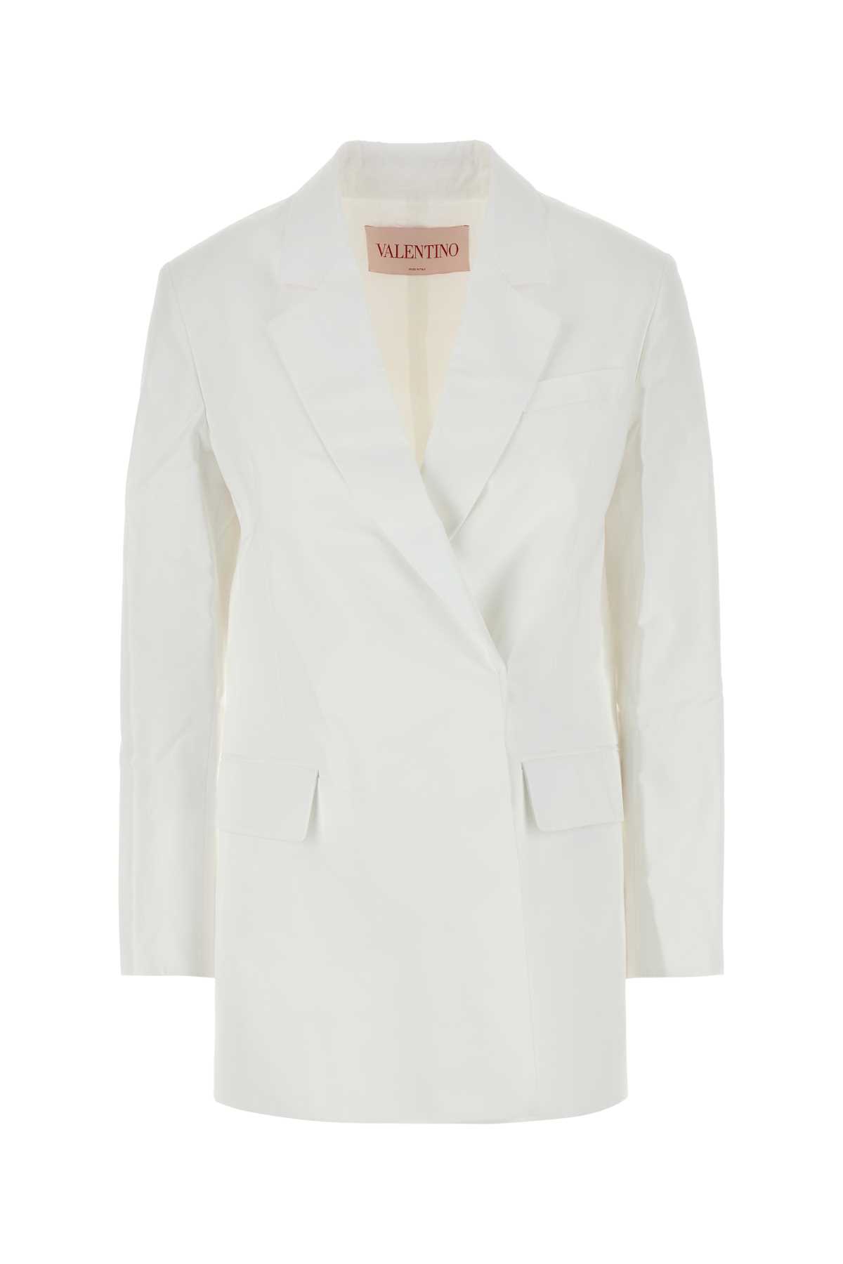 Shop Valentino White Cotton Blazer In Biancoottico