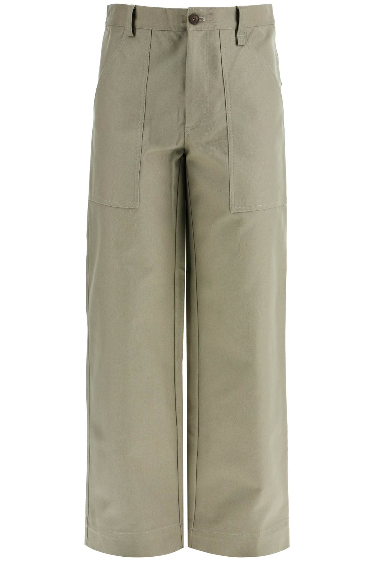 Maison Kitsuné Gray Cotton Wide Leg Work Pants