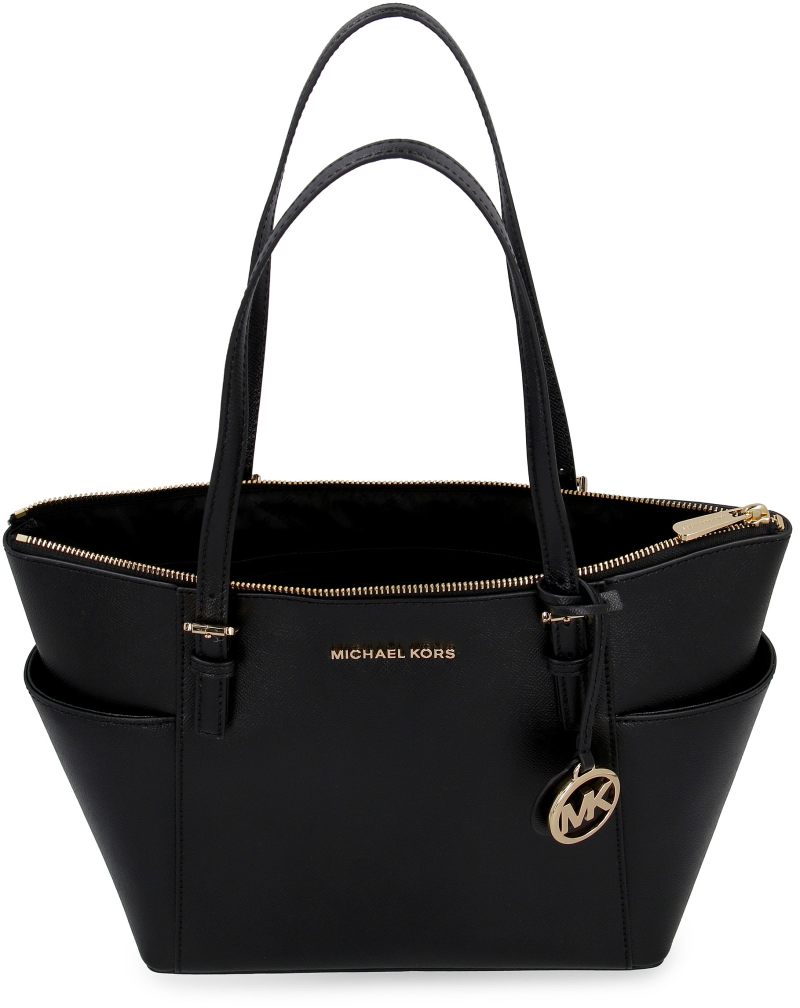 Shop Michael Michael Kors Jet Set Saffiano Leather Tote In Black