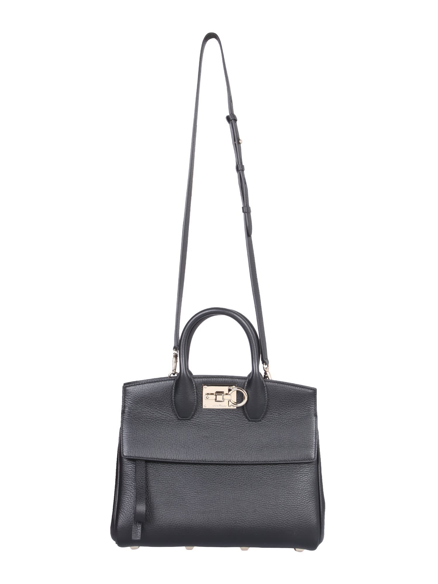 Shop Ferragamo The Studio Small Bag In Nero