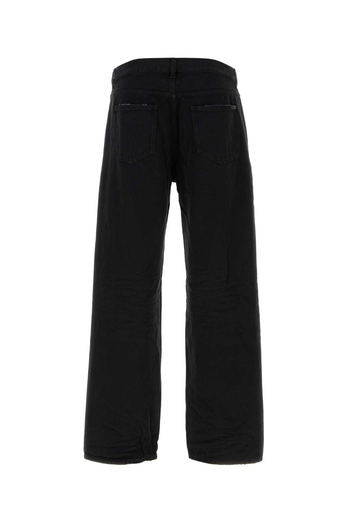 Saint Laurent Black Wide-leg Denim Jeans In Carbon
