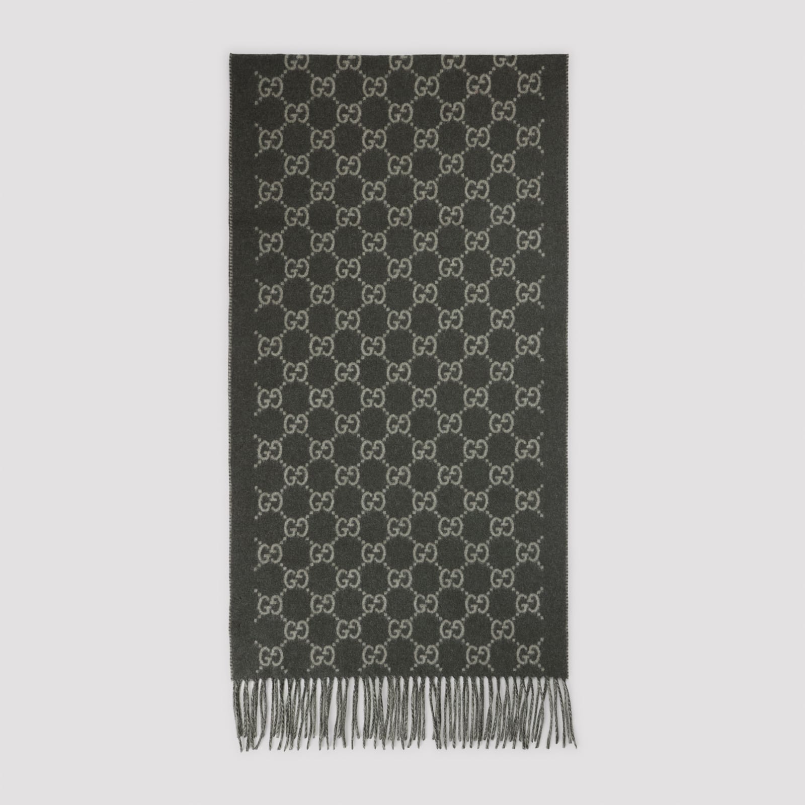 Gucci New Canvas Scarf Fringe Detailing In Black