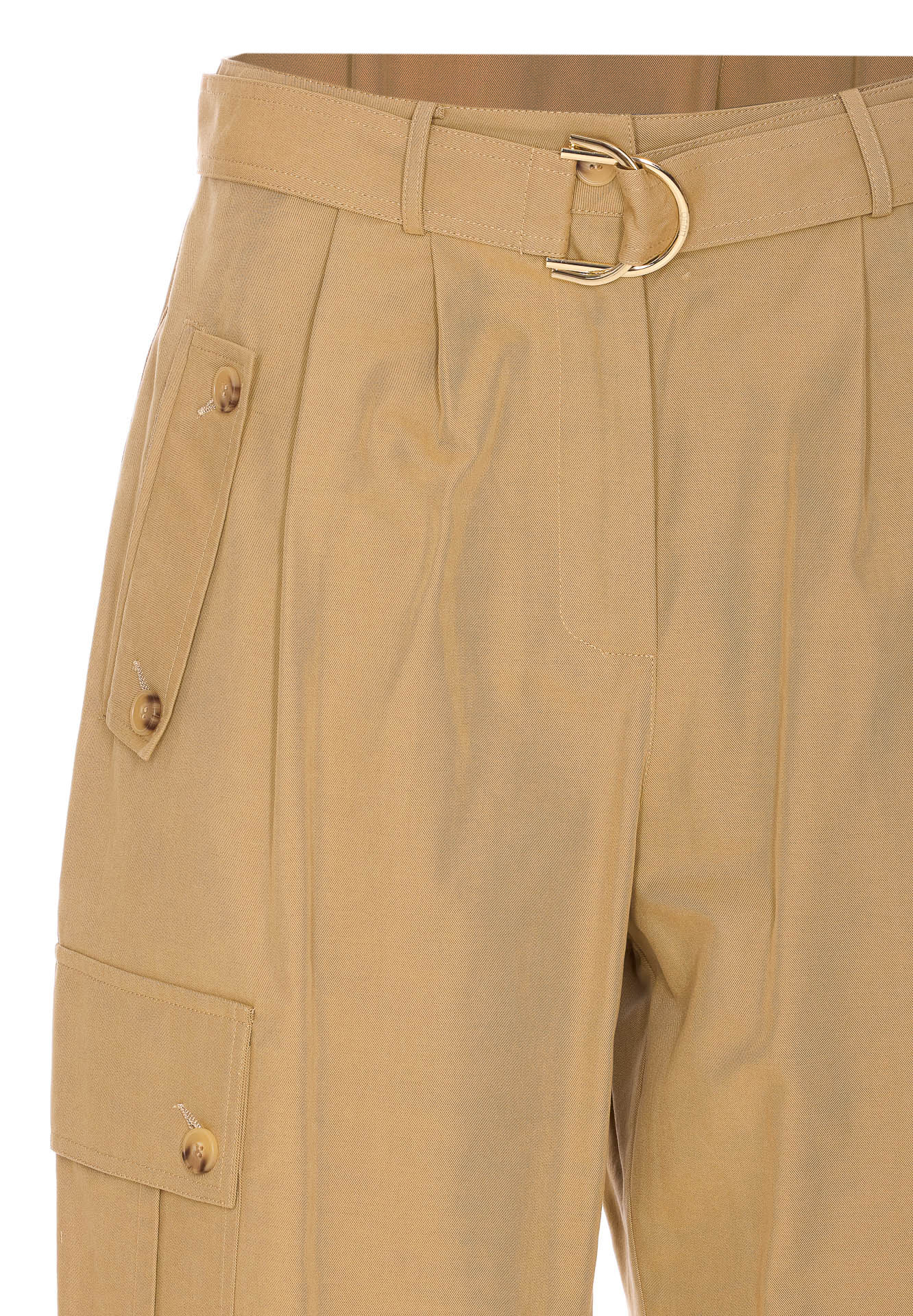 Liu •jo Trousers With Cargo Pockets And Adjustable Cuffs In Beige