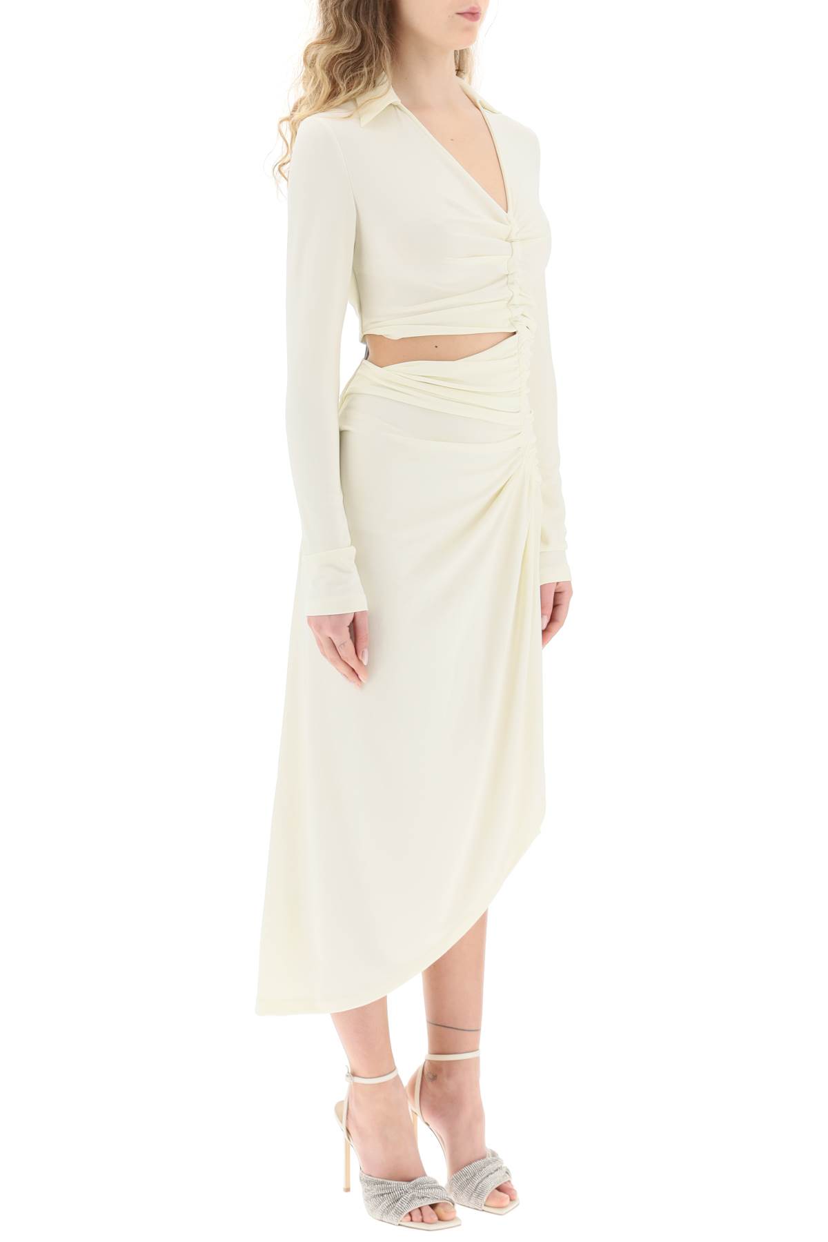 Shop Off-white Asymmetric Cut-out Jersey Dress In White (white)