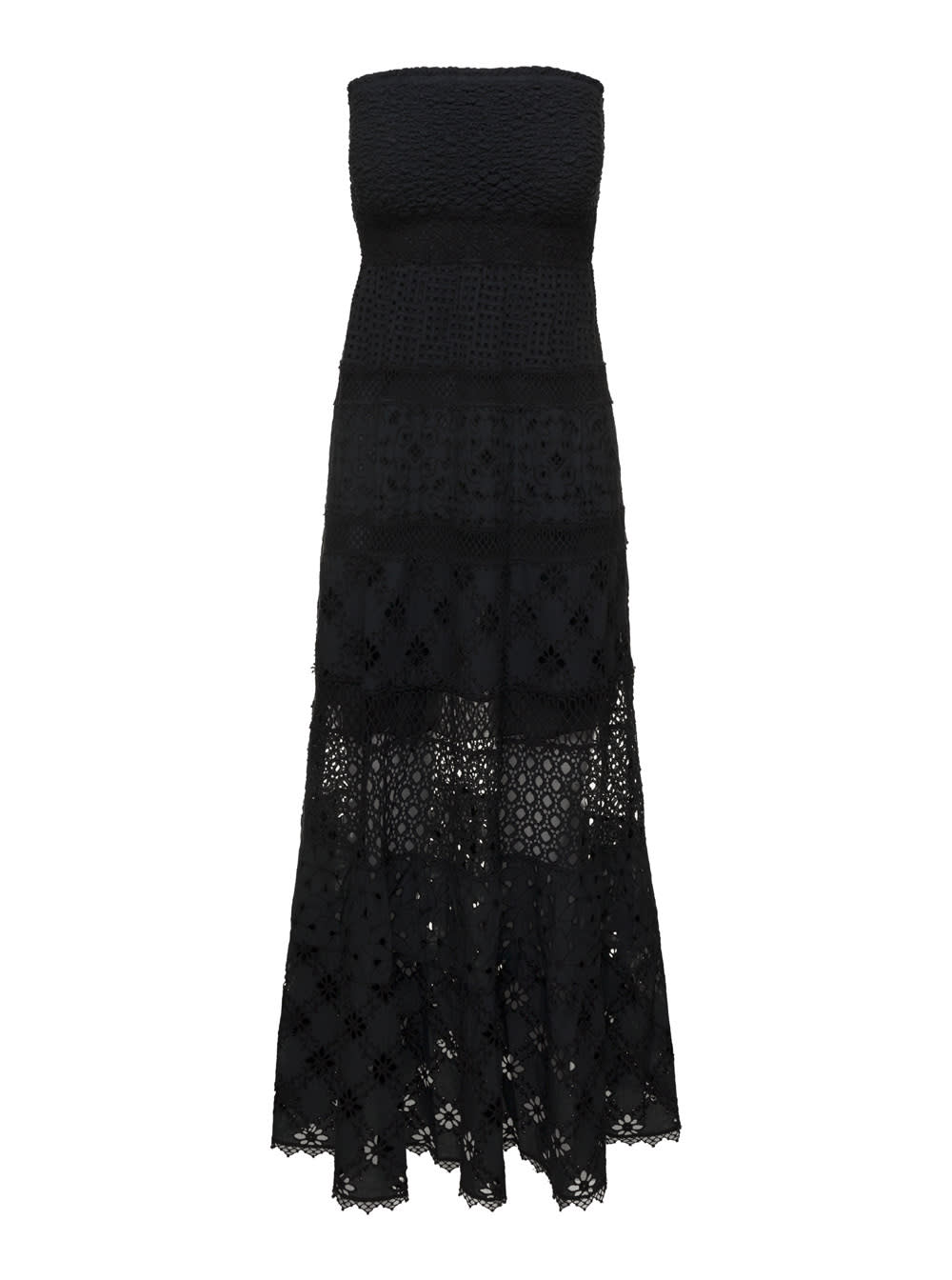 Shop Temptation Positano Embroidered Long Dress In Black