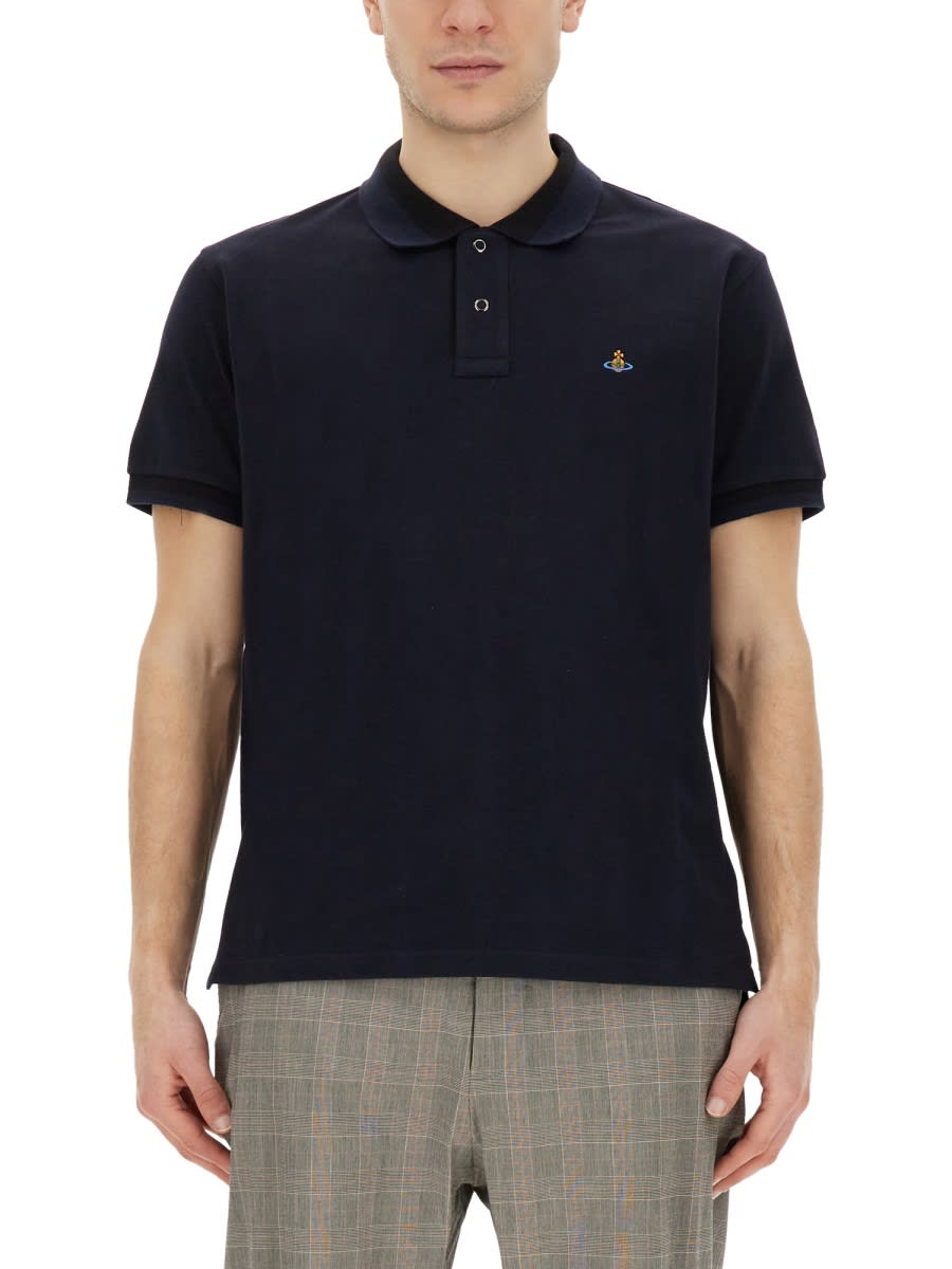 Shop Vivienne Westwood Polo With Logo In Navy