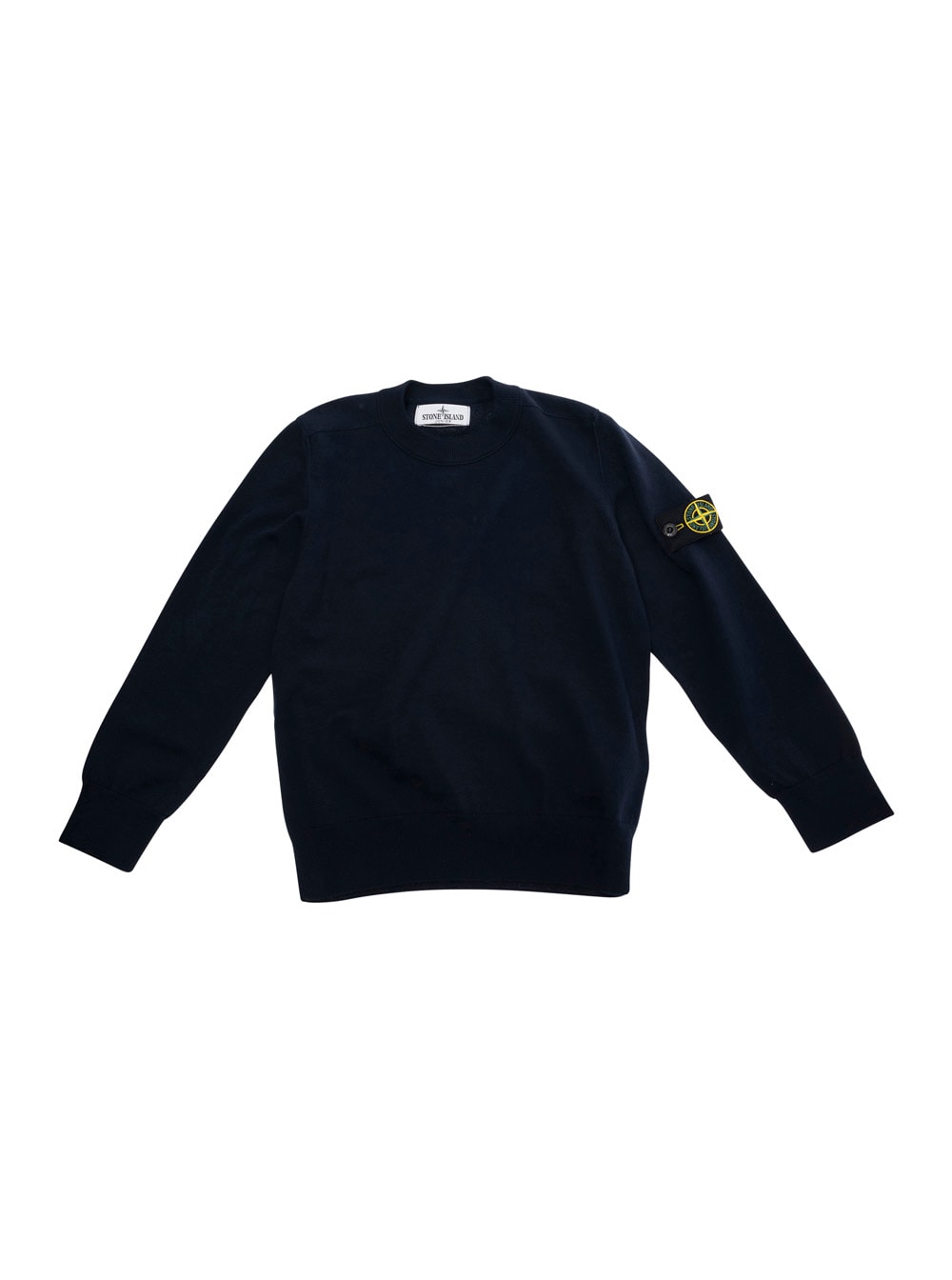 Stone Island Blue T-shirt With Round Neck And Logo Patch On The Sleeve I Cotton Boy In Blu