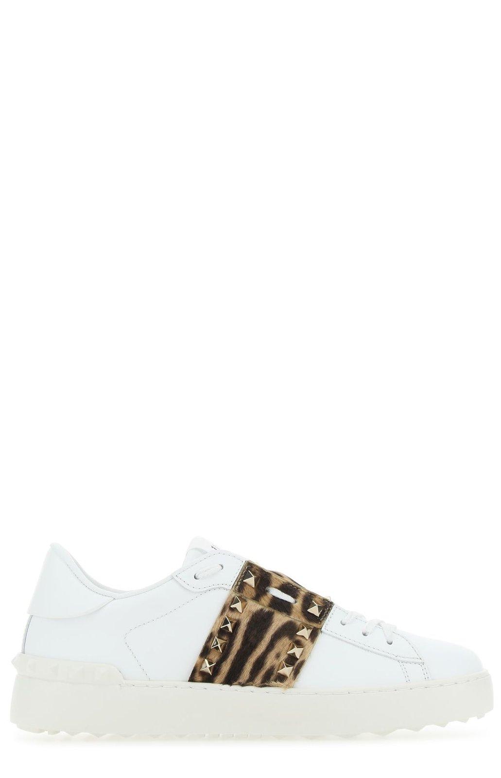 Shop Valentino Rockstud Untitled Sneakers In Bianco/maculato