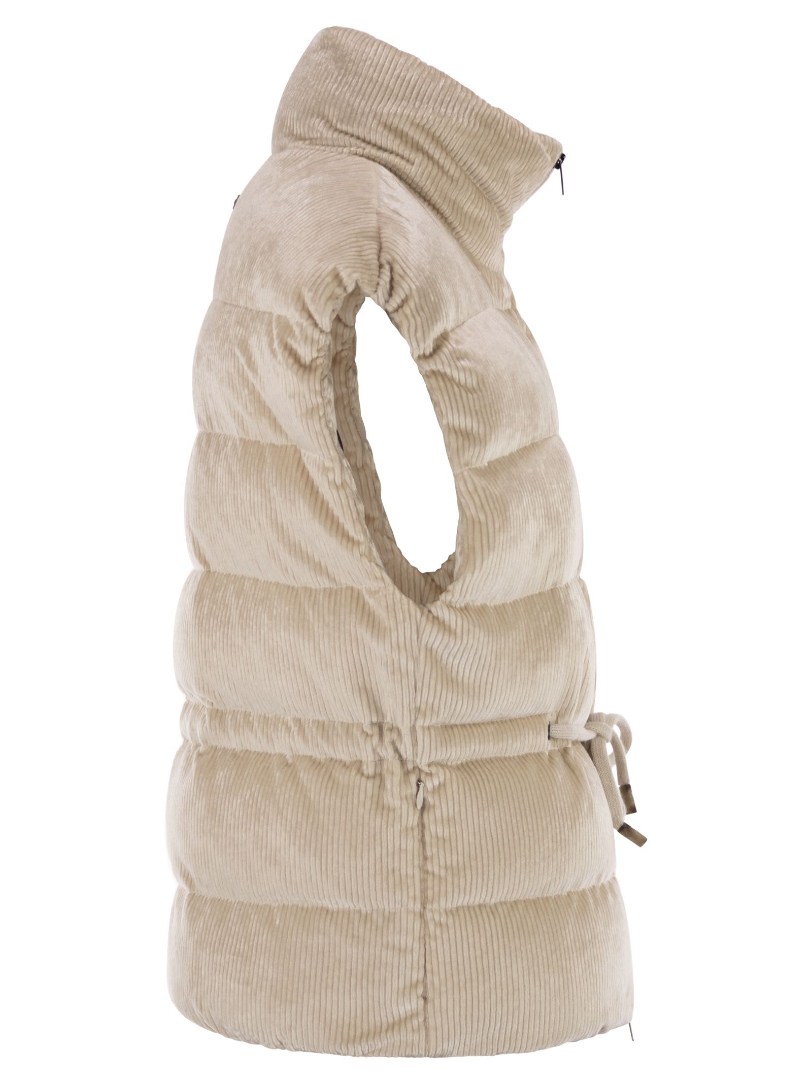 Peserico Down And Viscose Velvet Waistcoat In Nude