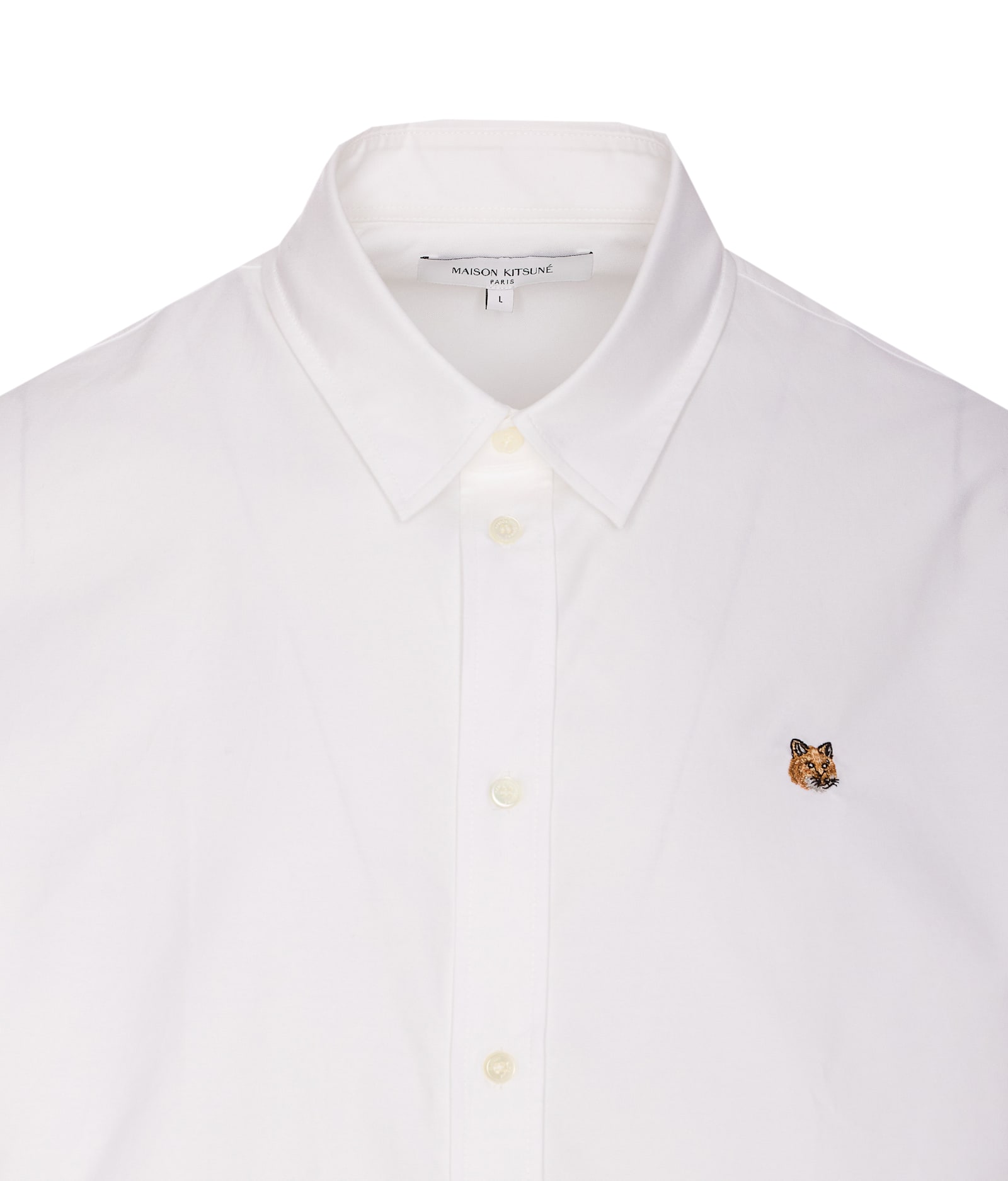 Shop Maison Kitsuné Fox Head Patch Shirt In White