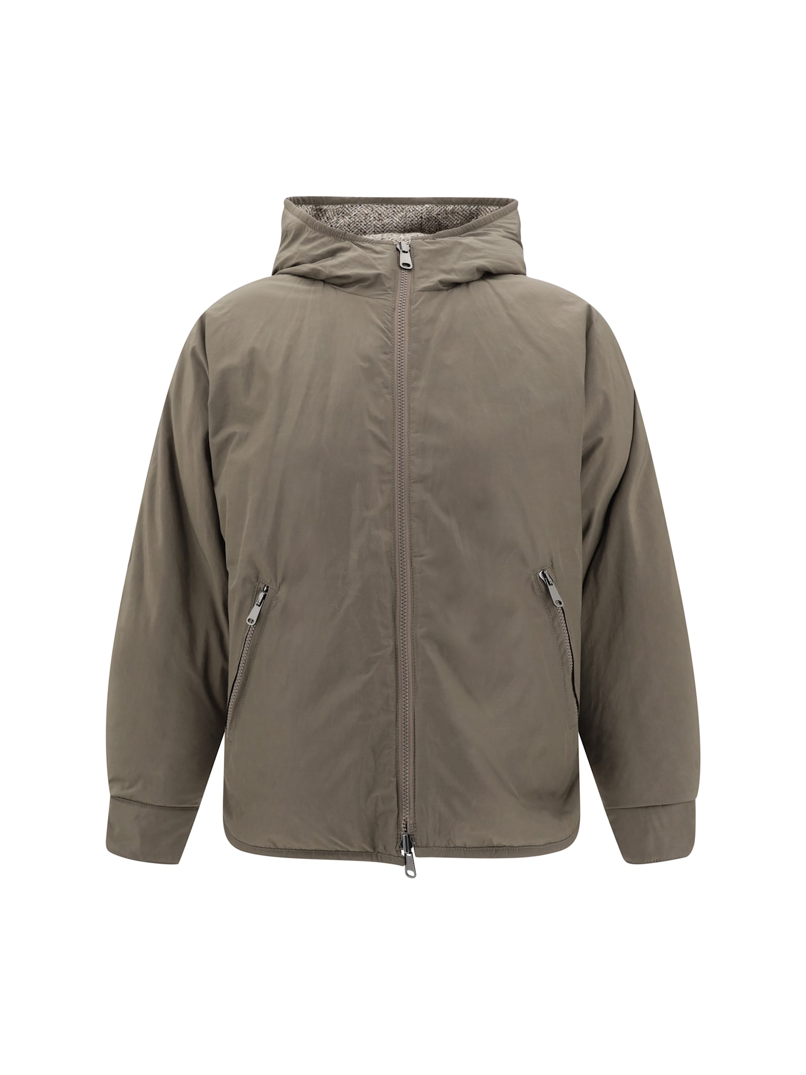Brunello Cucinelli Reversible Down Jacket In Brown