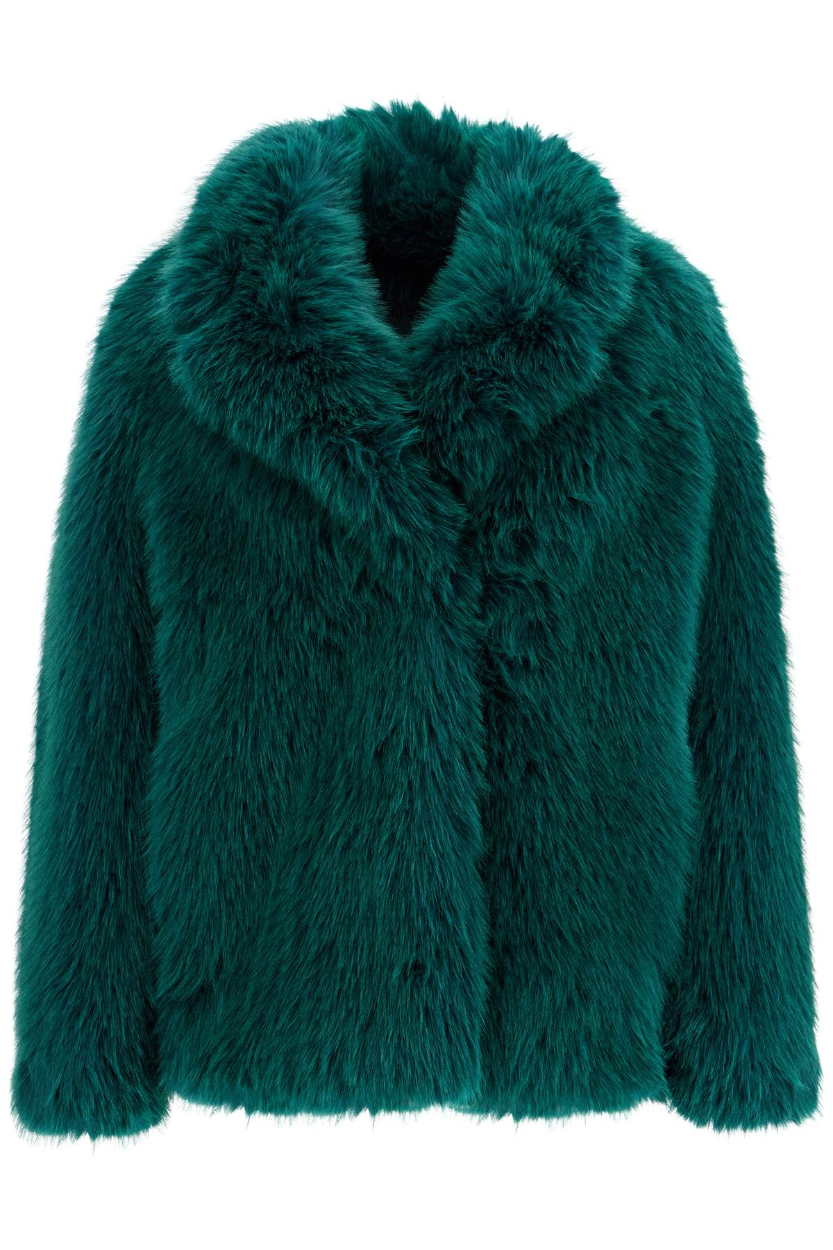 Shop Stand Studio Short Hunter Coat In Faux Fur In Black Teal (green)