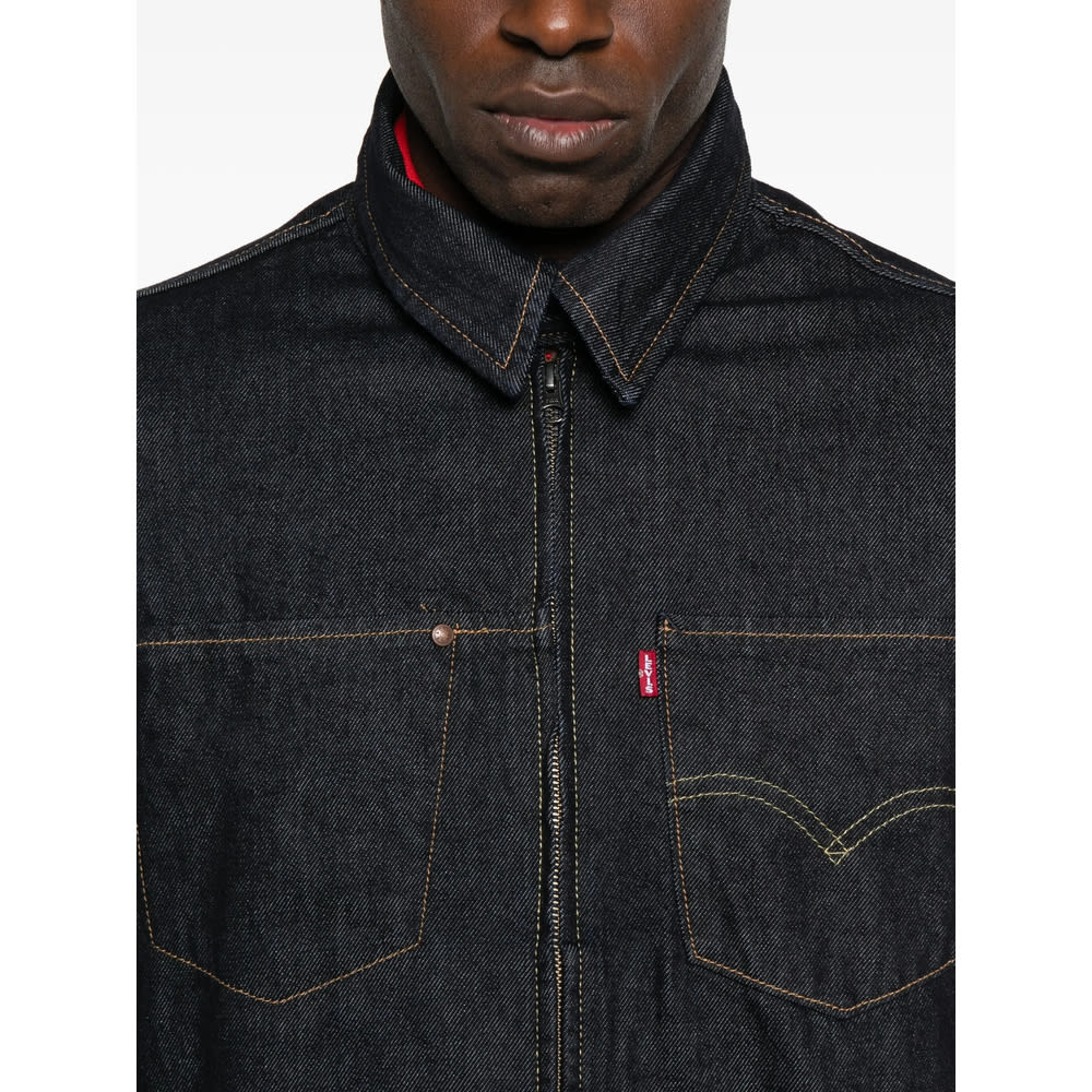 Levi's Zip-front Patch-pockets Denim Jacket In Blue