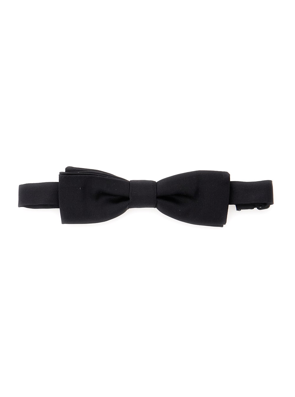 Dolce & Gabbana Black Bowtie With Logo Patch On The Rear And Rear Hook Closure In Silk Man In Black
