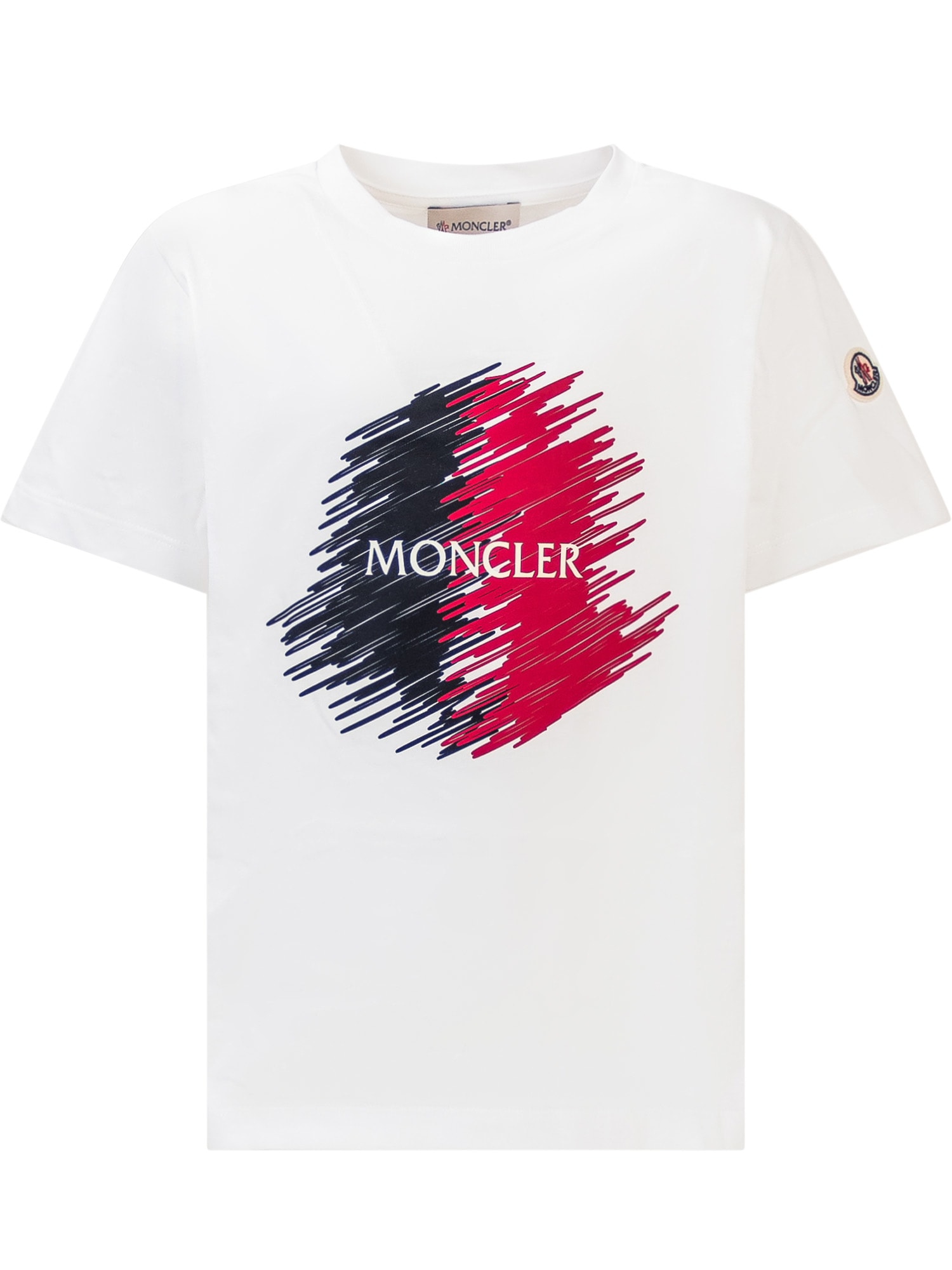 Moncler White T-shirt With Logo Motif