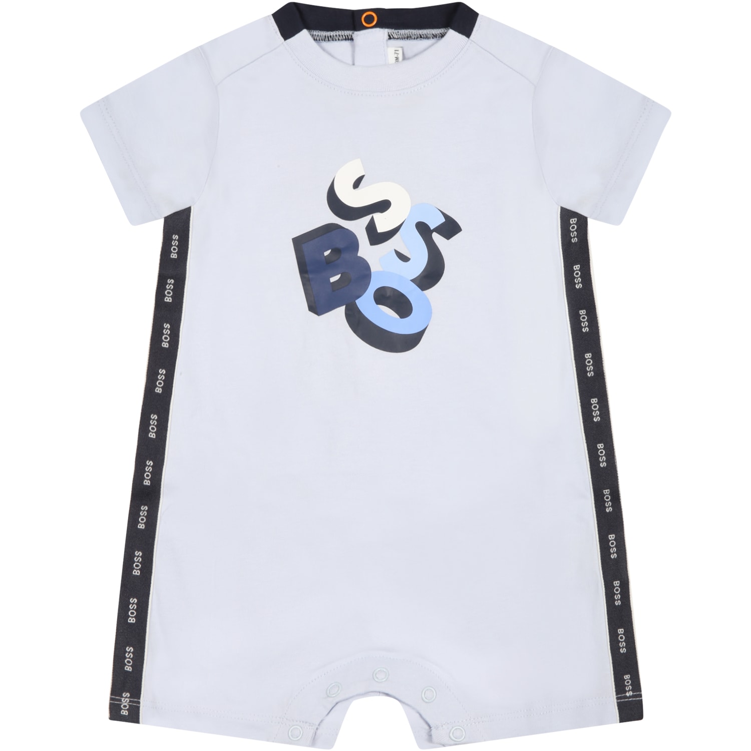 Hugo Boss Light-blue Romper For Baby Boy With Logo In Light Blue