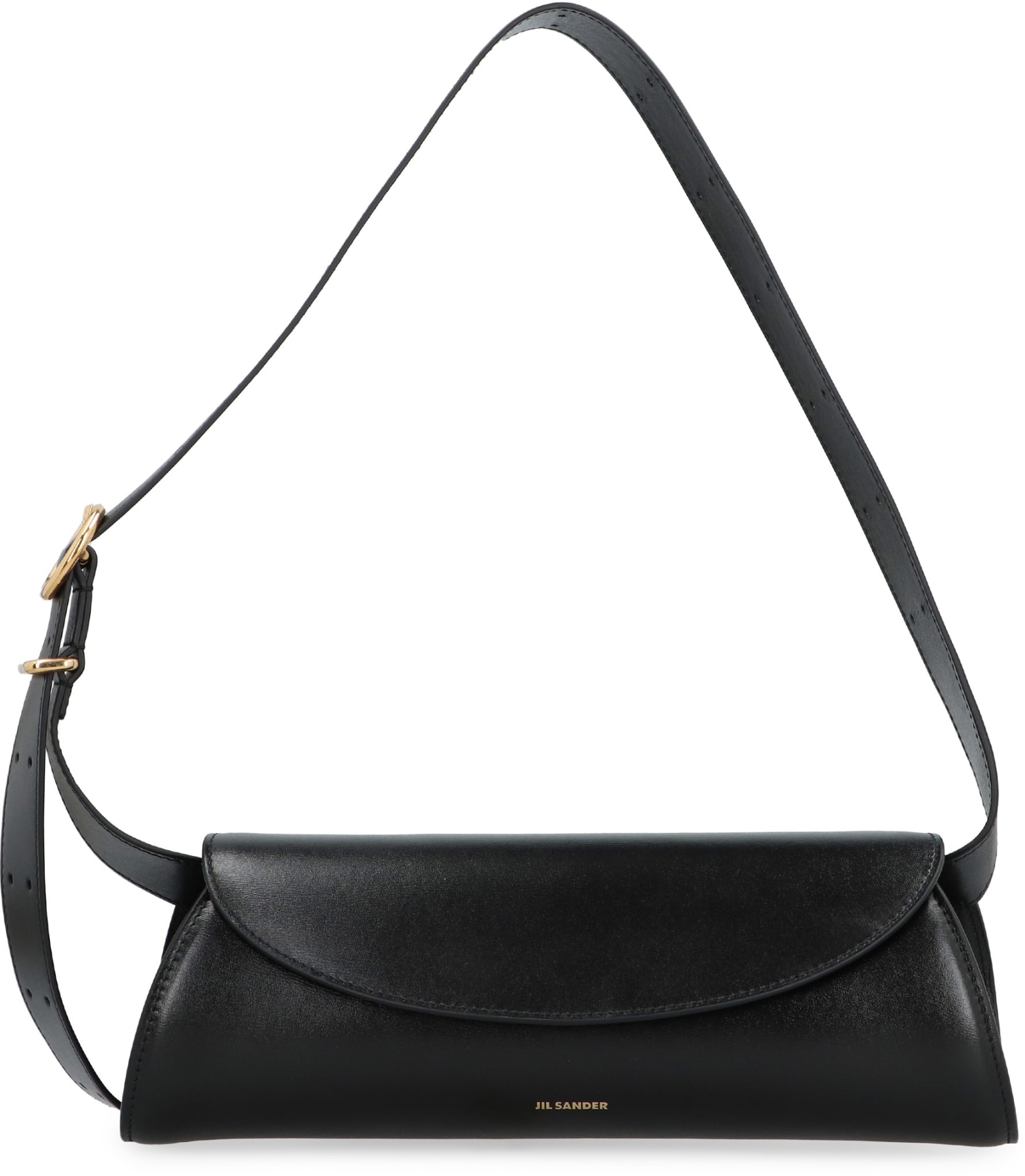 Jil Sander Cannolo Leather Crossbody Bag In Black